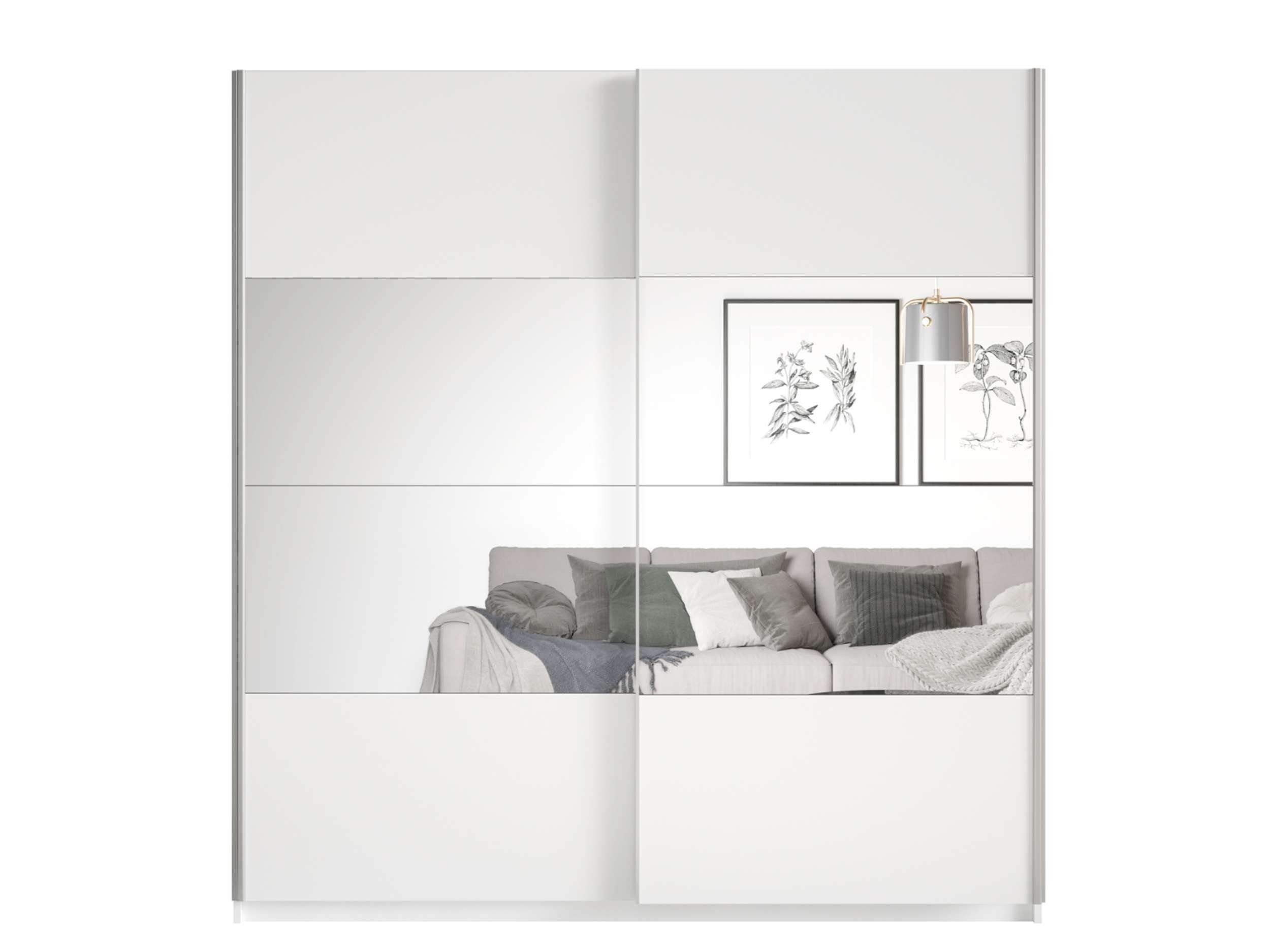 Stylefy Schwebetürenschrank Lea (Kleiderschrank, Mehrzweckschrank) 180/200/221 cm, 2-türig, mit Spiegel, viel Stauraum, Modern Design