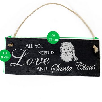 Dekolando Hängedekoration Weihnachtsmann 22x8cm All you need is Love and Santa Claus