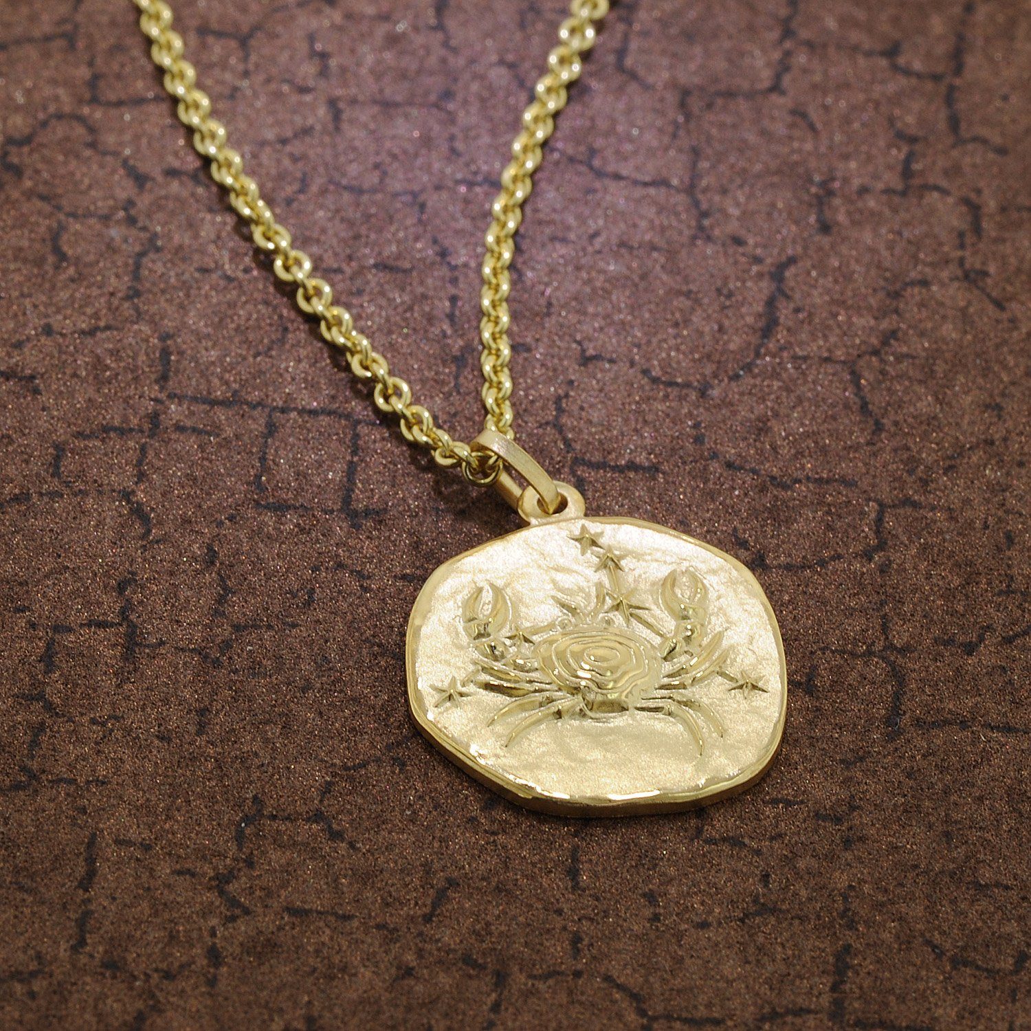 trendor Kette mit Anhänger Krebs Ø 20 mm Herren-Gold auf Silber