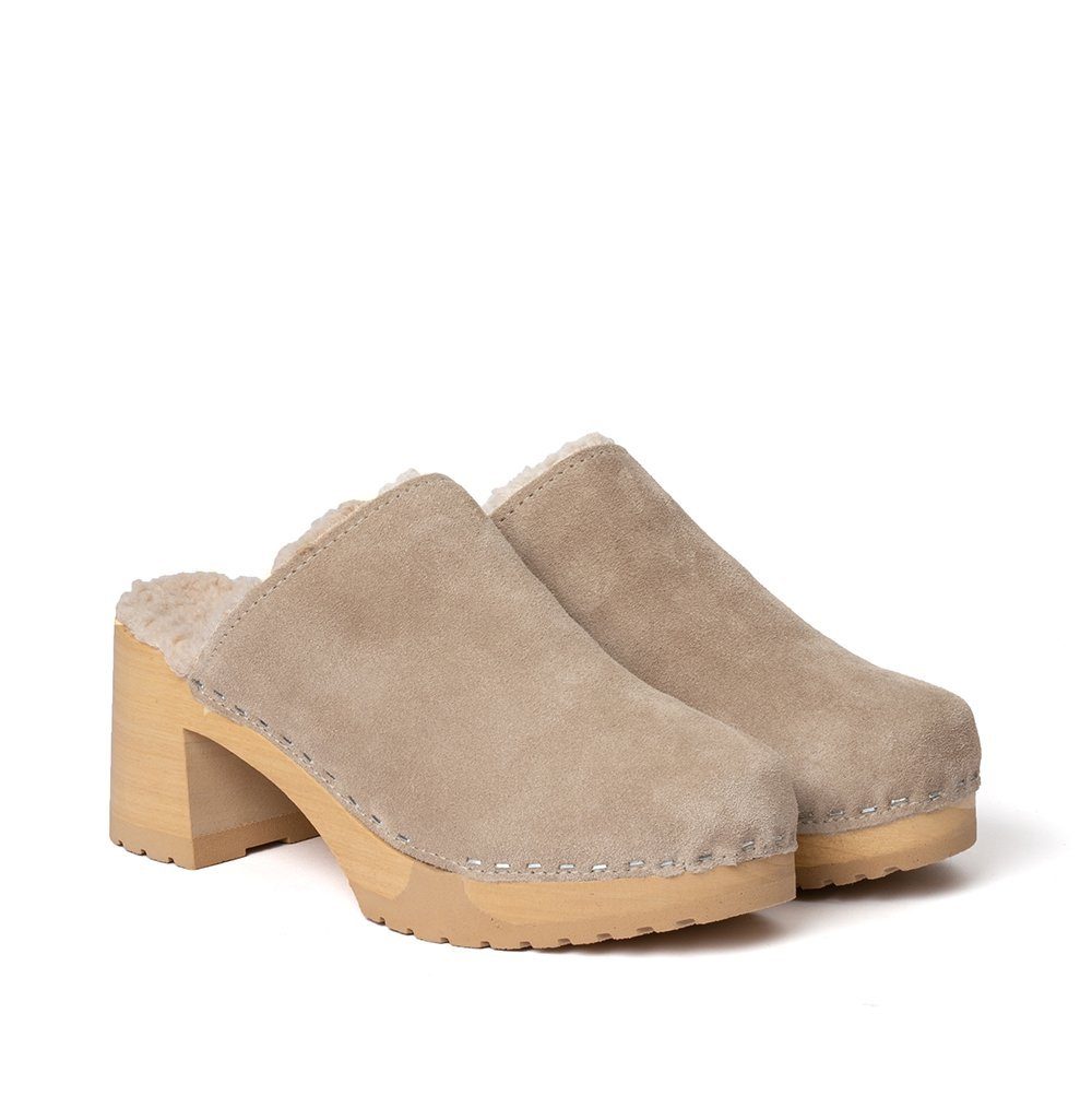 Softclox HANJA Kaschmir/Plüsch taupe/taupe (natur), Winter, Holz, Clogs, Damen, Clog