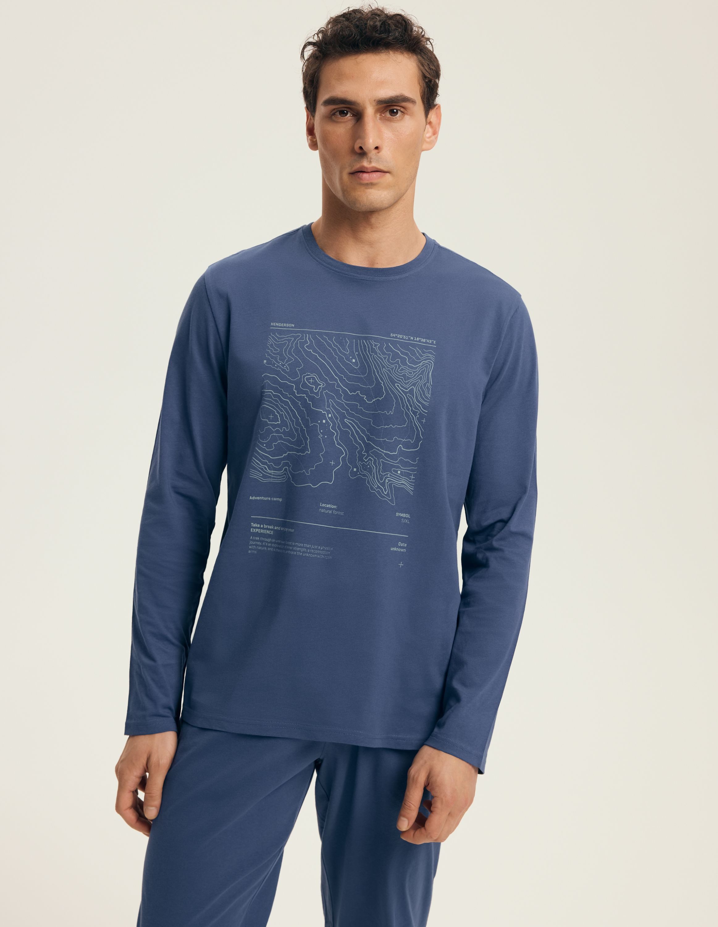 Henderson Schlafanzug Schlafanzug Langarm Rundhalsausschnitt Joggerhose Baumwolle Local (2 tlg) – Bild 3 von 5