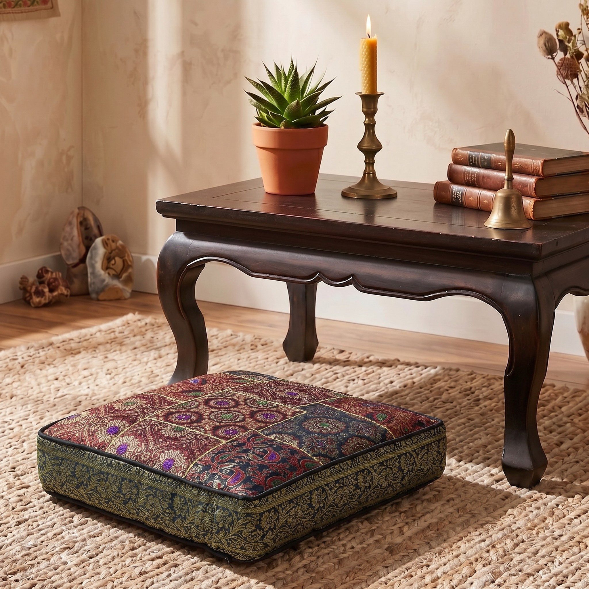 Guru-Shop Sitzkissen Orientalisches eckiges Patchwork Kissen 40 cm,..
