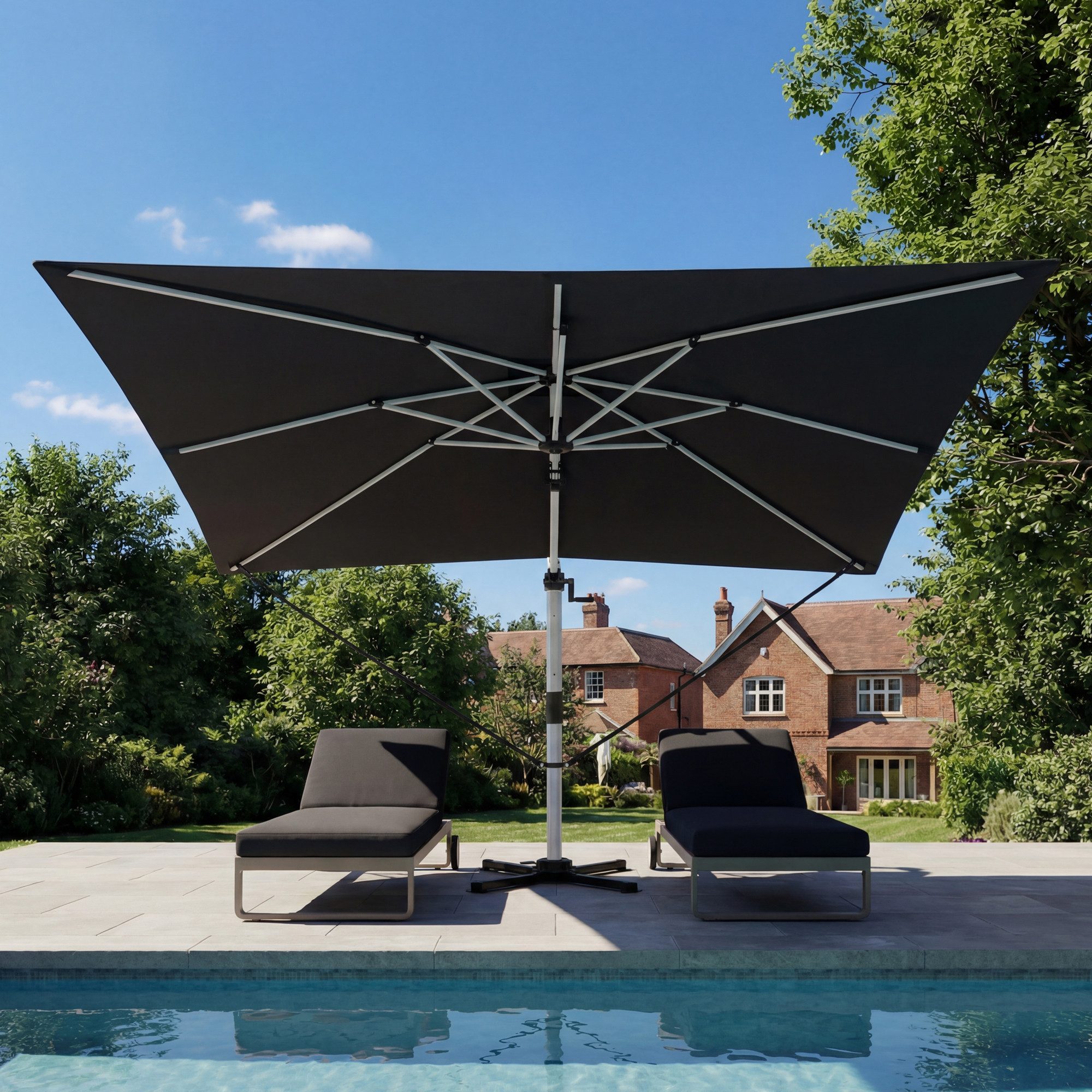 HOMALL Sonnenschirm 300x400 cm Ampelschirm mit Ständer, 360 Grad drehbar, UV-Schutz 50+, 300*400CM, φ330CM, 270*270CM, Gewicht 18-28KG, faltbar, geeignet für Garten, Terrasse, Schwimmbad
