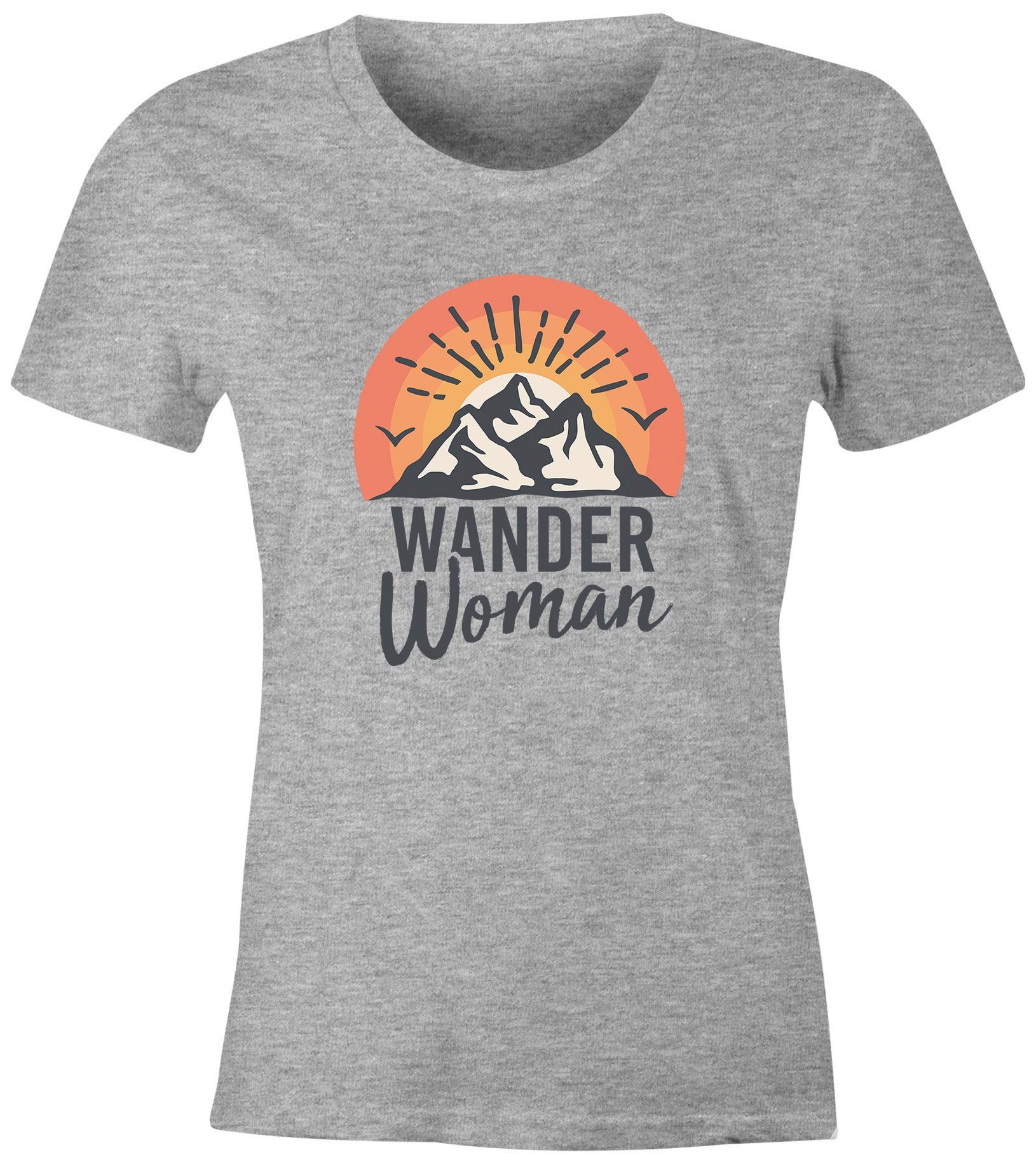 MoonWorks Print-Shirt Damen T-Shirt Wander Woman Wanderer Outdoor Geschenke für Wanderfans mit Print