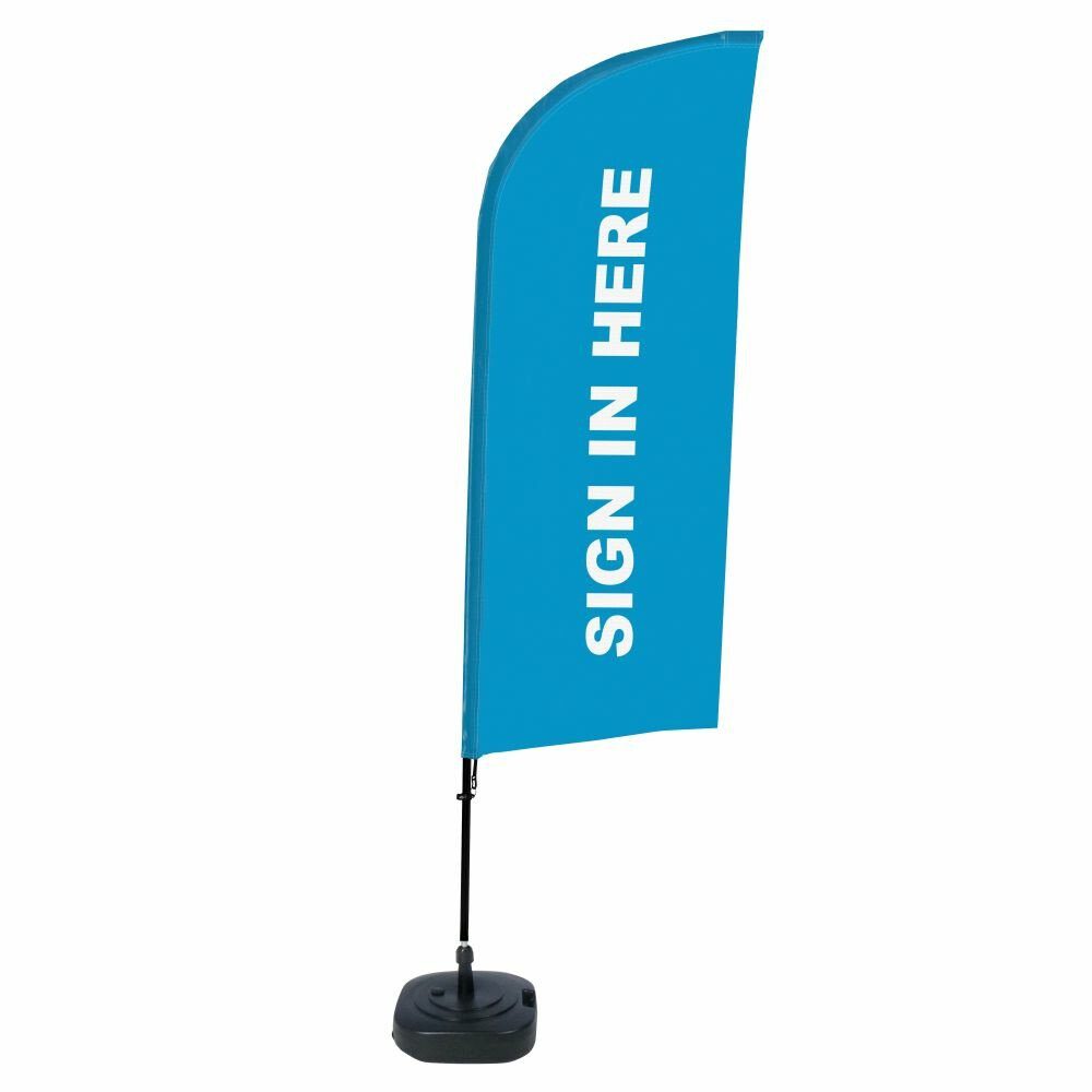Showdown Displays Standregal Beachflag - Komplett-Set - Sign In Here Englisch - Blau/Schwarz, 1-tlg.
