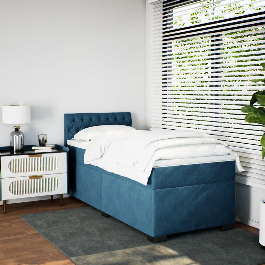 vidaXL Bett Boxspringbett mit Matratze Dunkelblau günstig online kaufen