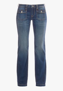 Le Temps Des Cerises Straight-Jeans mit Knopfleiste in Washed-Optik