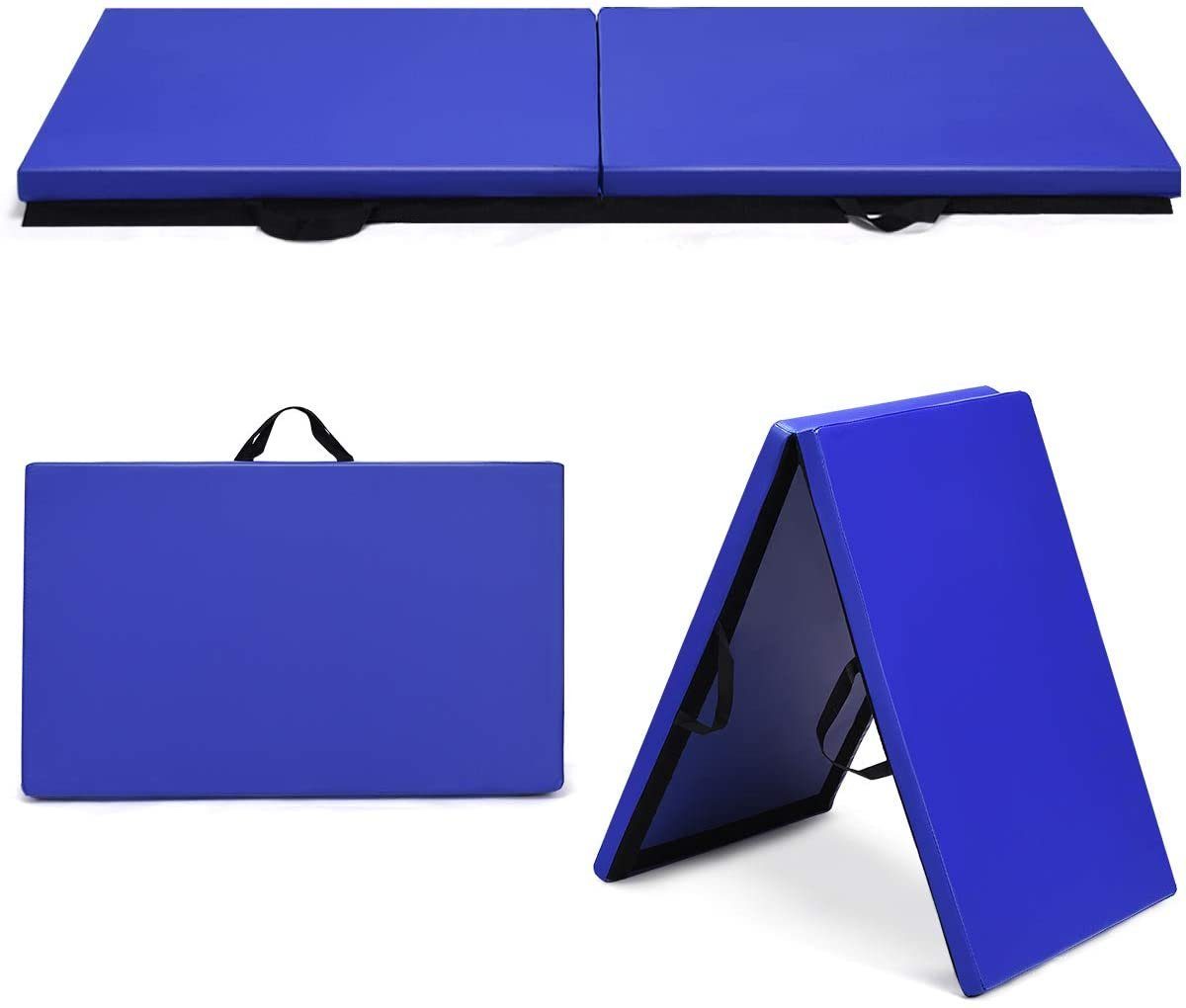 COSTWAY Weichbodenmatte Weichbodenmatte, 2 Fach klappbar, mit Klettverschluss und 2 Tragegriffe Blau