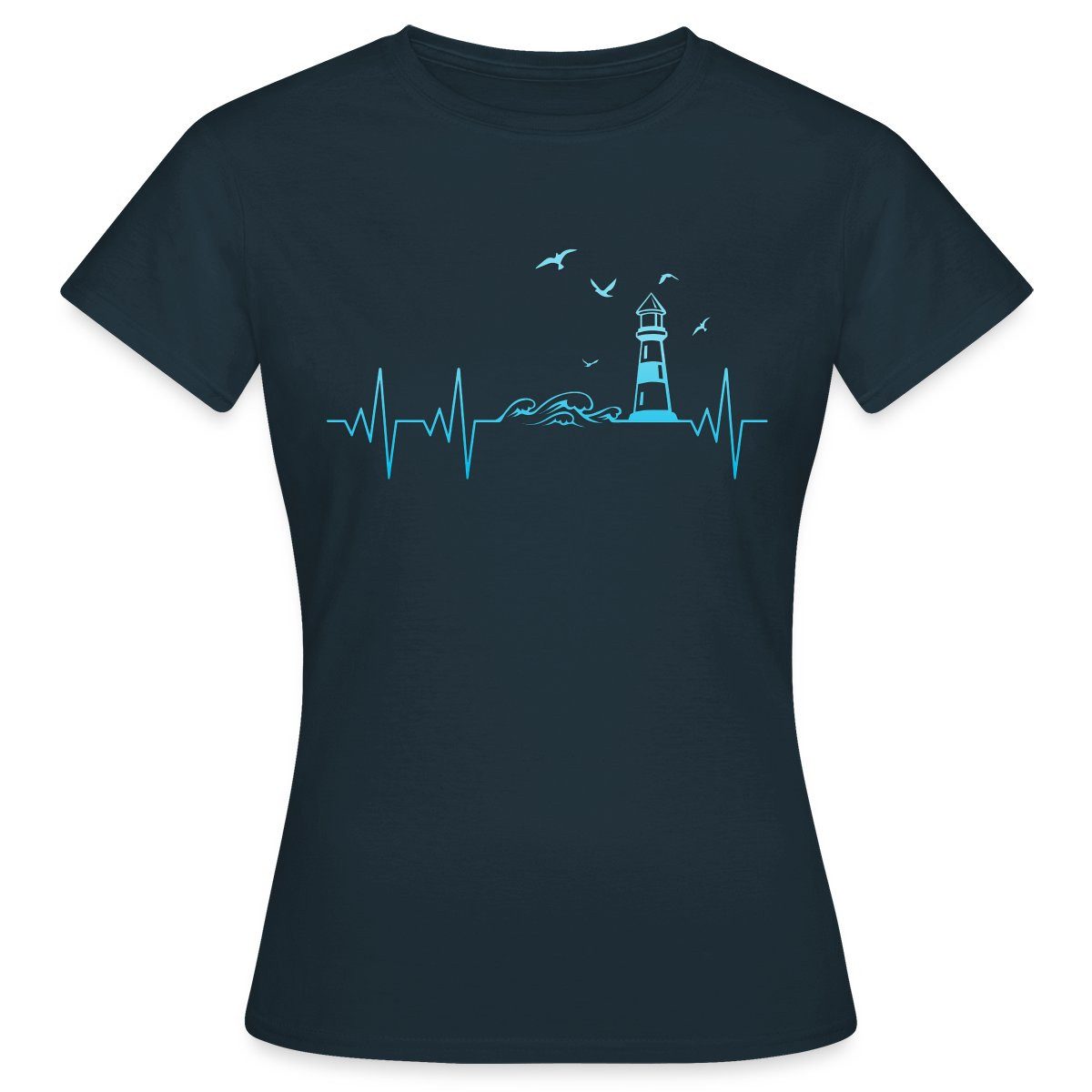 Spreadshirt T-Shirt Küste Meer Leuchtturm Herschlag EKG Moin Frauen T-Shirt günstig online kaufen