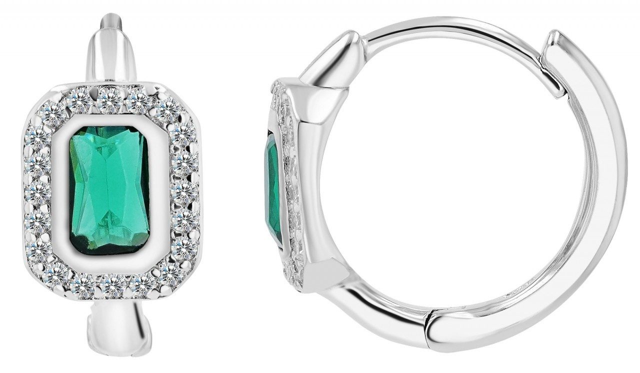 Paar Creolen Damen Creolen aus 925 Sterling Silber und Zirkonia Ø 11 mm