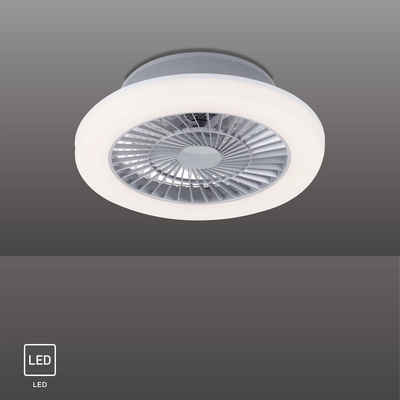 SellTec LED Deckenleuchte LED Deckenleuchte Ventilator, Bedienbar über Wandschalter, 1 x LED-Board/ 32Watt, warmweiß, warmweiß, inkl. Deckenventilator Serienschaltung