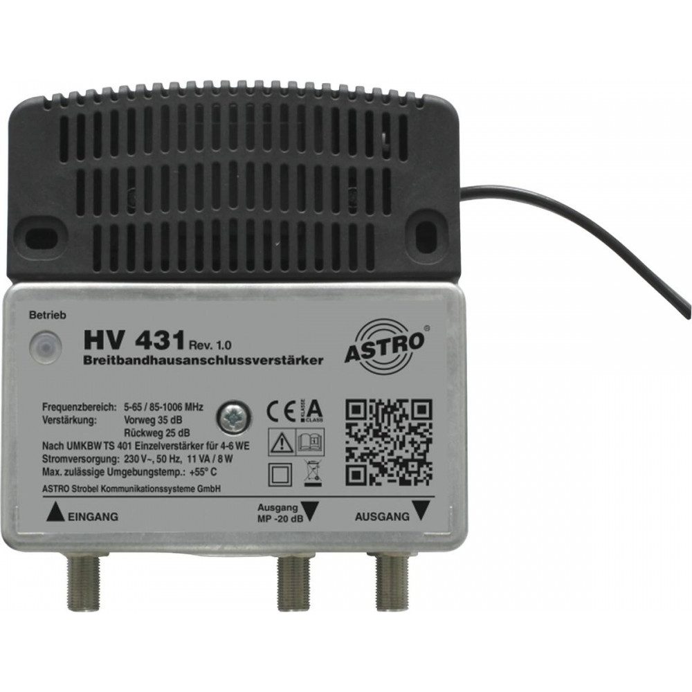 ASTRO Astro HV 431 Aktiver Breitbandverstärker. Verstärker (Aktiver Breitbandverstärker mit Entzerre-Funktion)