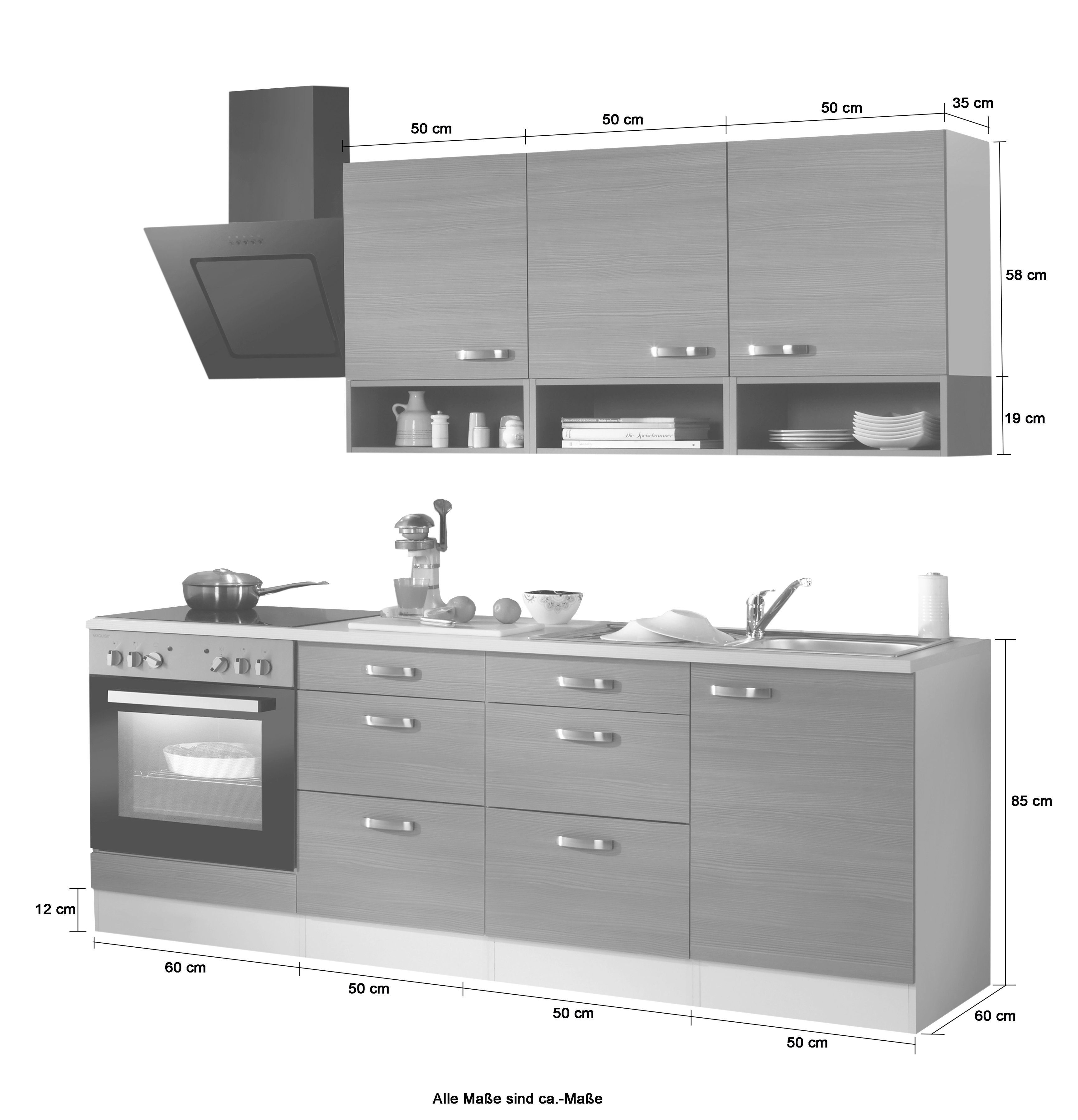 OPTIFIT Küchenzeile Vigo, Breite mit E-Geräten, cm 210