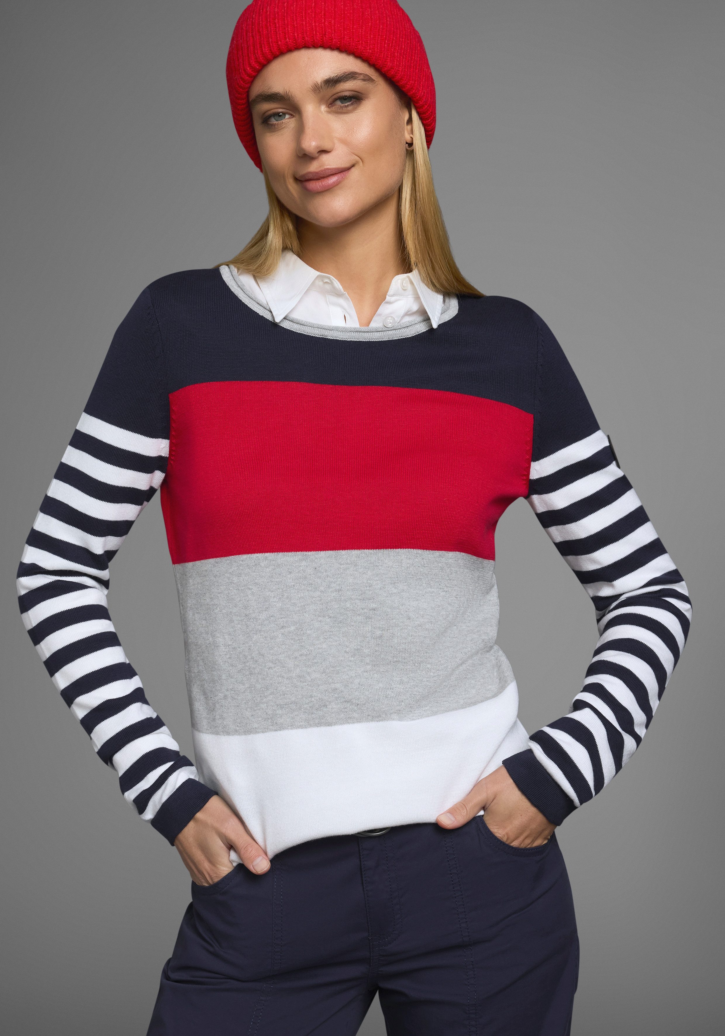 KangaROOS Rundhalspullover in modischer Streifenoptik