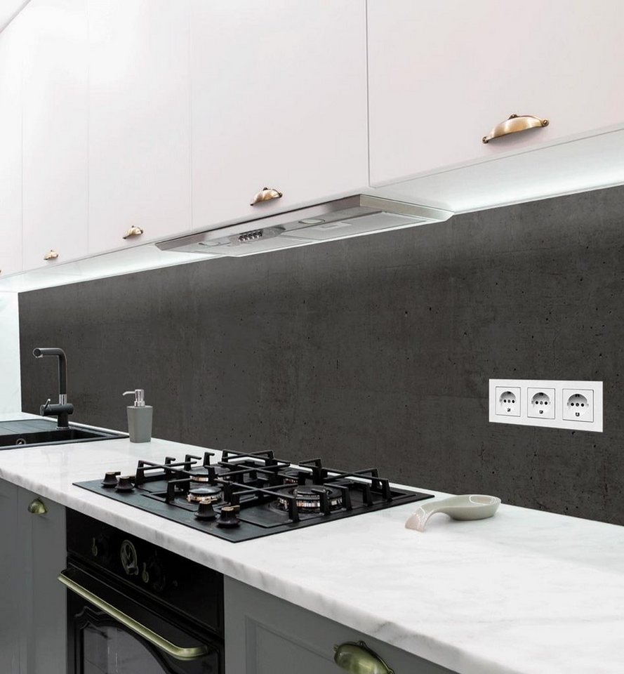 MyMaxxi Dekorationsfolie Küchenrückwand Steinwand schwarz selbstklebend  Spritzschutz Folie