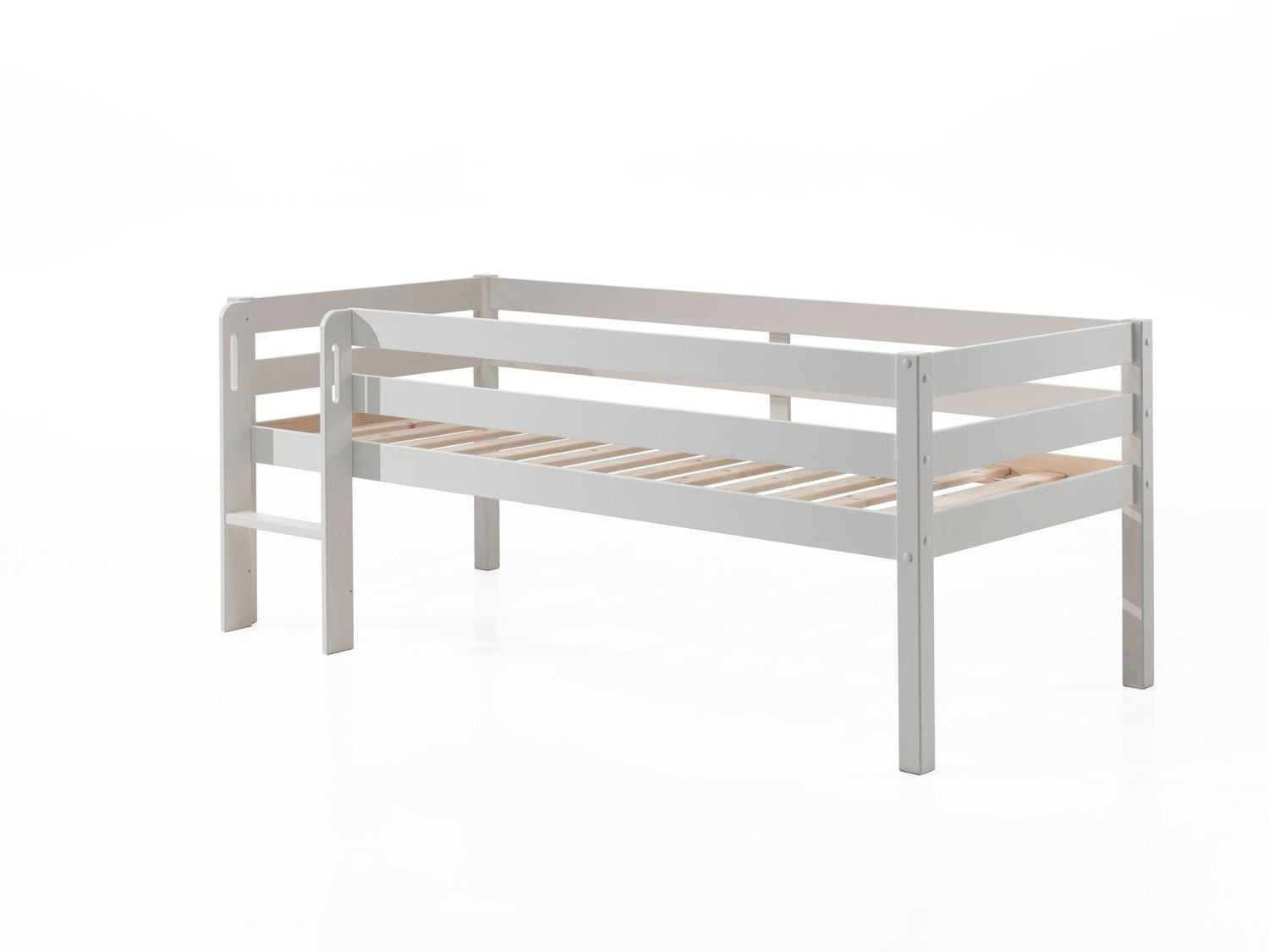 Natur24 Einzelbett Kojen-Spielbett 90 x 200 cm Kiefer Weiß