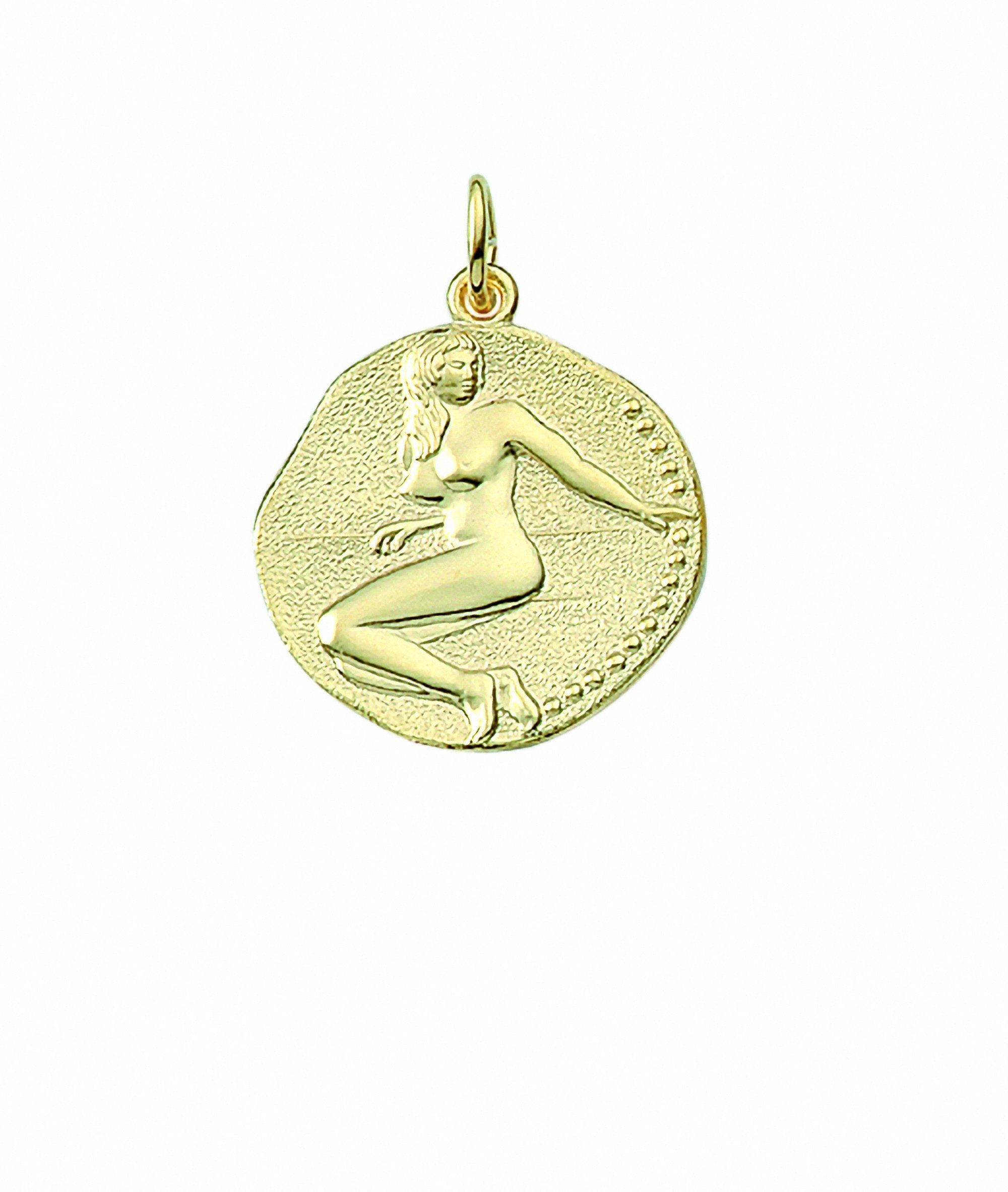 Kettenanhänger Damen & Herren 333 Gold Sternzeichen Anhänger Jungfrau Ø 18,2 mm