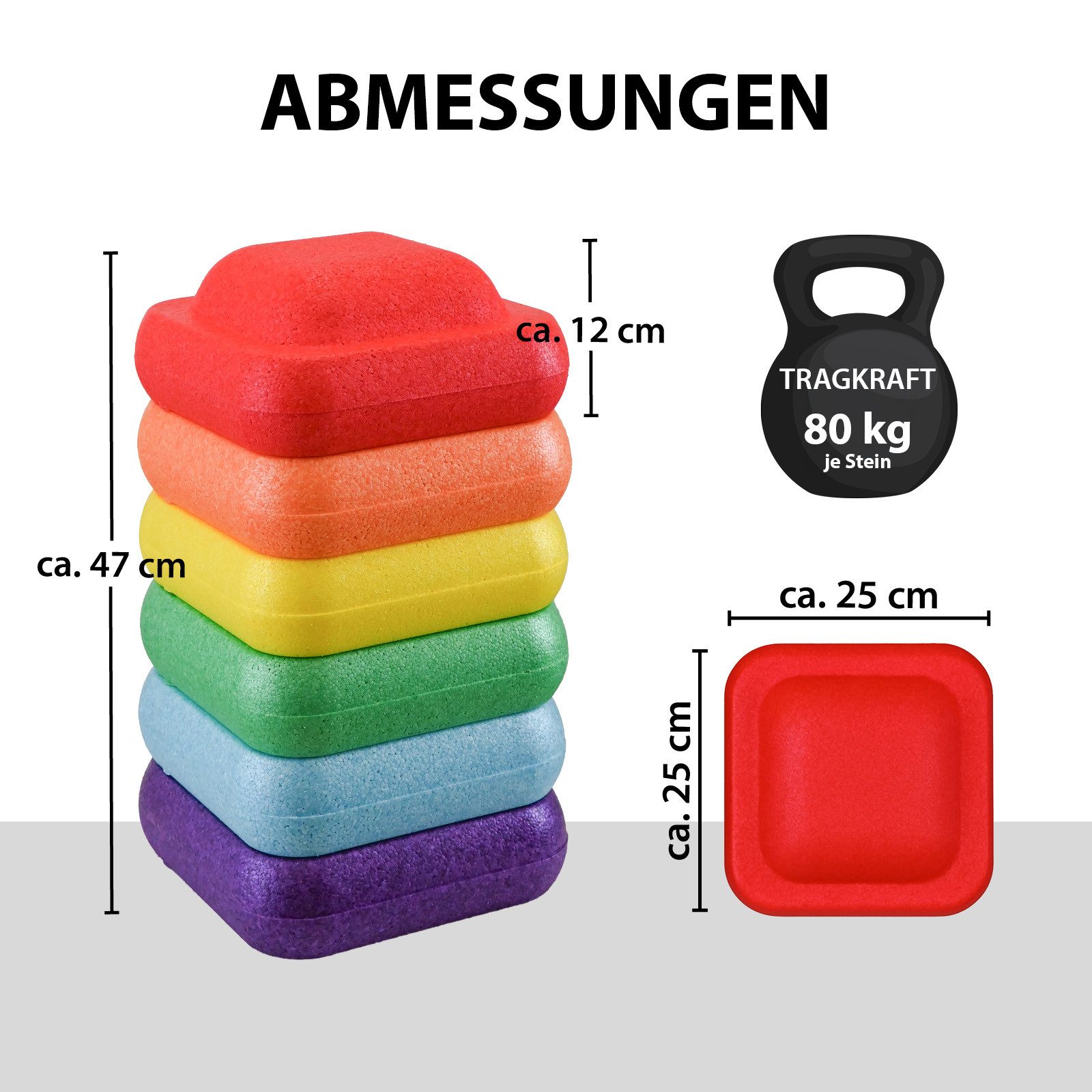 TRUTZHOLM Balanceboard Balancesteine für Kinder 6-tlg. Trittsteine stapelbar & farbenfroh, Trainiert Gleichgewicht, Körperwahrnehmung, Koordination