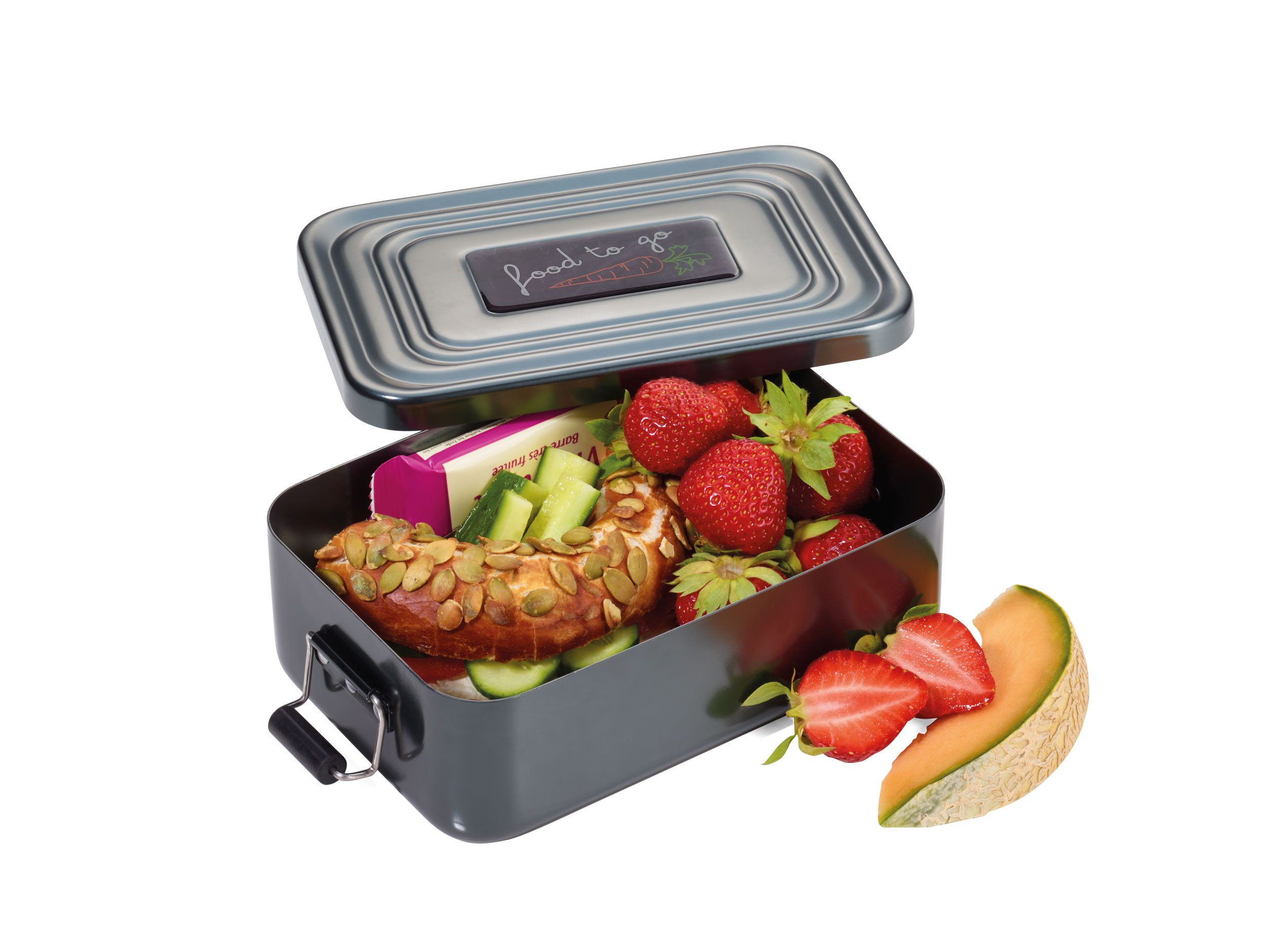 TROIKA Lunchbox FOOD TO GO mit Bügelverschluss – robuste Brotdose aus Aluminium, Aluminium, für Alltag, Schule und Büro, nostalgische Lunch-Box, rostfrei