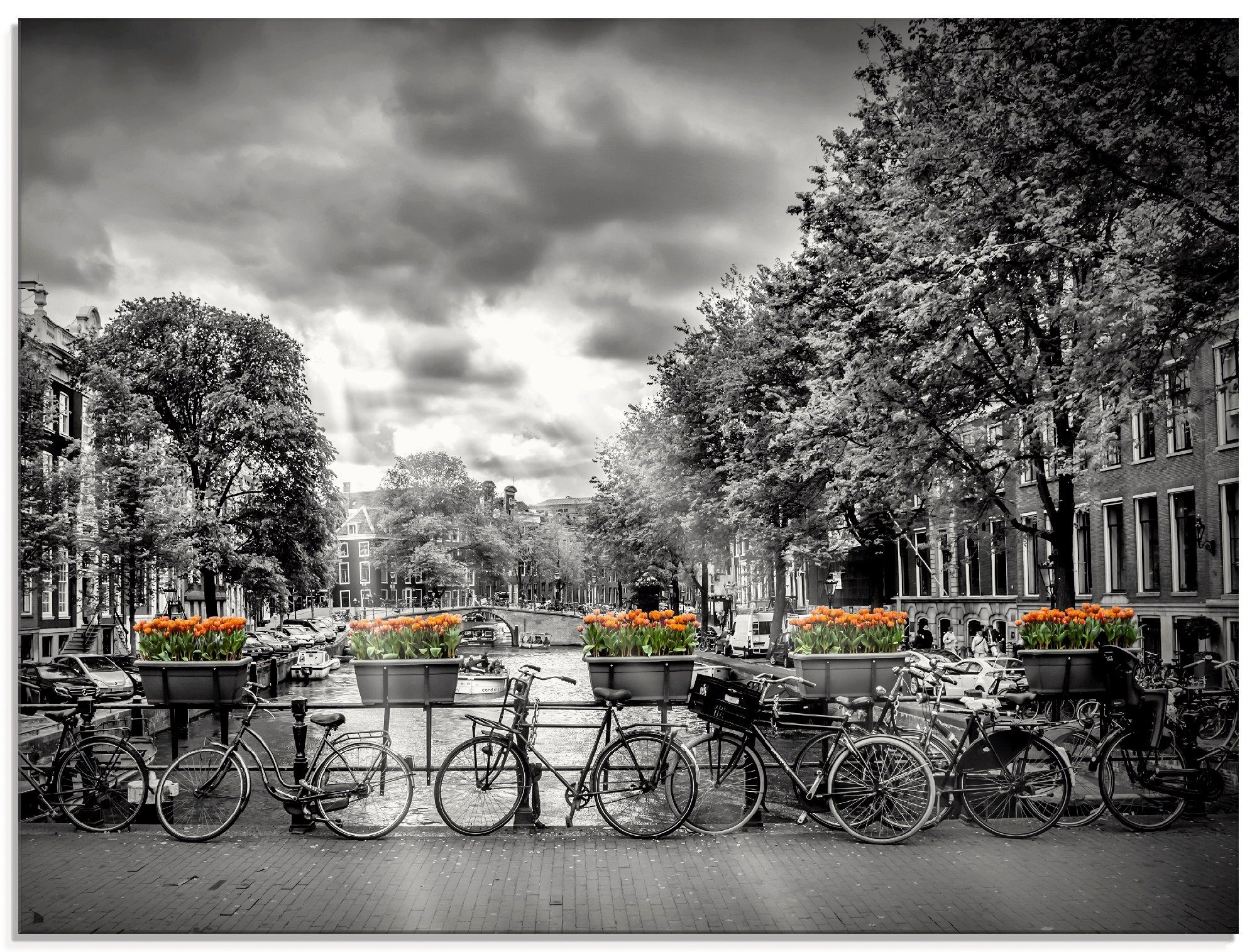 Artland Glasbild Amsterdam Herengracht Sonnenstrahlen II, Fahrräder (1 St), in verschiedenen Größen