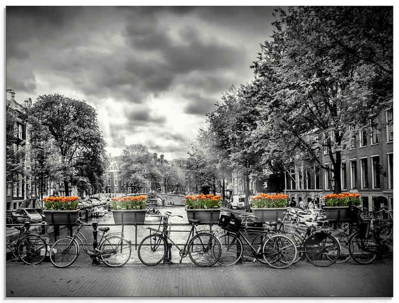 Artland Glasbild »Amsterdam Herengracht Sonnenstrahlen II«, Fahrräder (1 St)