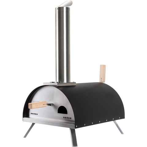 Heidenfeld Pizzaofen Edelstahl Pizza Ofen Neapel inkl. Pizzastein - bis 500°C, Pellets - Sichtfenster - Backofen - Holzofen - Thermometer