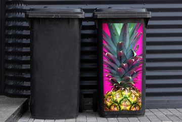 MuchoWow Wandsticker Ananas - Obst - Rosa (1 St), Mülleimer-aufkleber, Mülltonne, Sticker, Container, Abfalbehälter