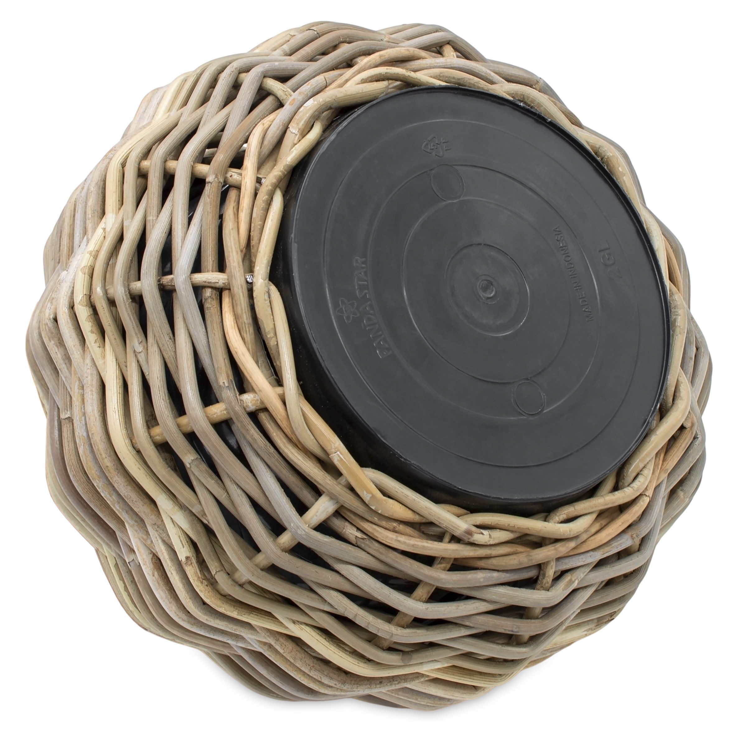 Spetebo Blumentopf Rattan Pflanztopf mit Kunststoff Einsatz (Anzahl, 1 St., Stück), mit 100 % wasserdichtem Innenkübel