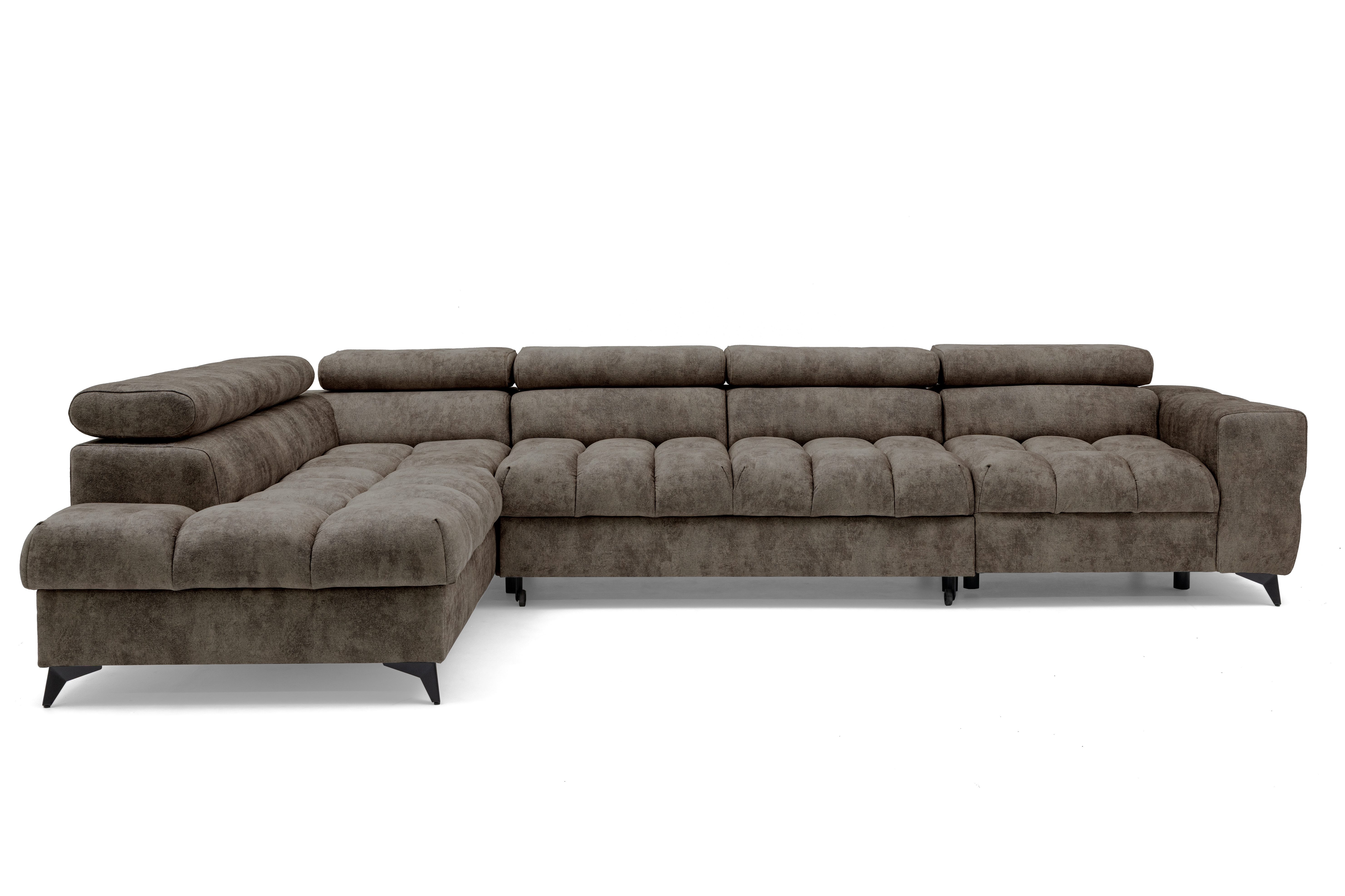 NEXT COLLECTION Ecksofa Pudding Maxi, Elegante starke Steppung, mit Bettkasten, verstellbaren Kopfstützen, mit Schalffunktion