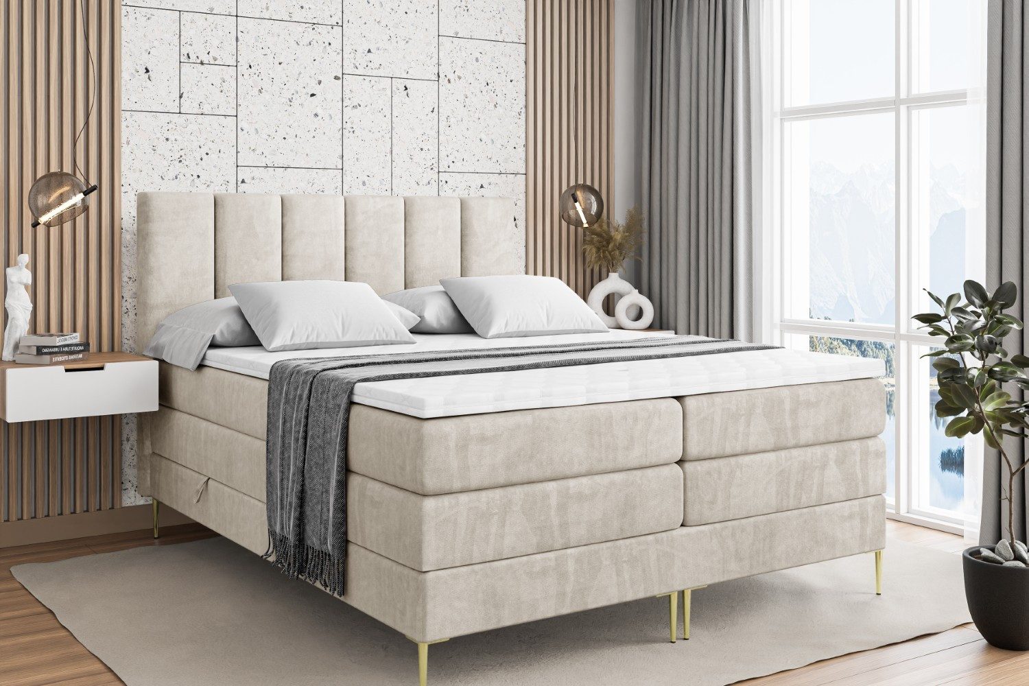 ALTDECOR Boxspringbett BOXI1-F KING (Multipocket-Matratze H4, günstig online kaufen