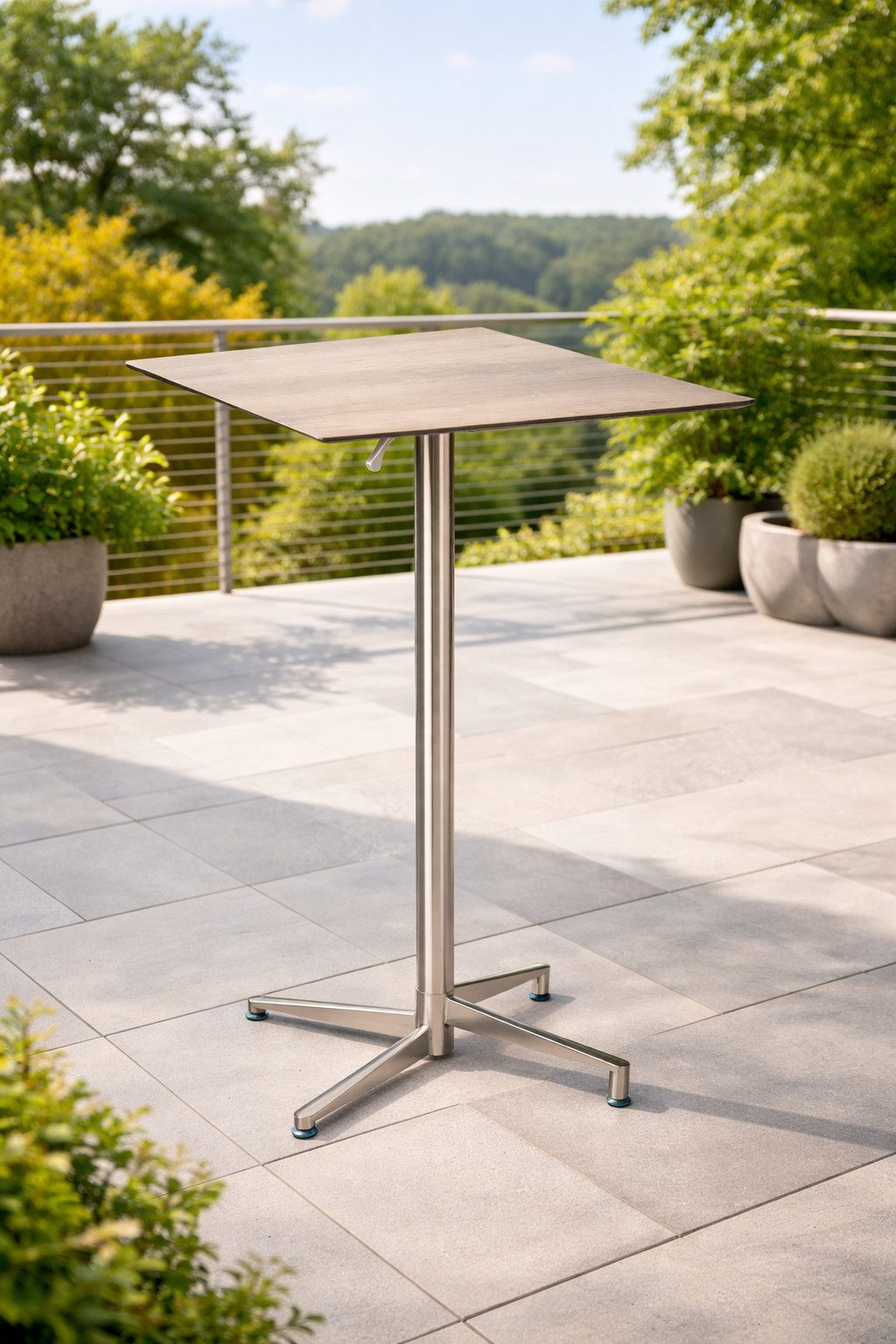 Destiny Stehtisch LOFT, Gestell Edelstahl, 80x80cm, inkl. Tischplatte HPL