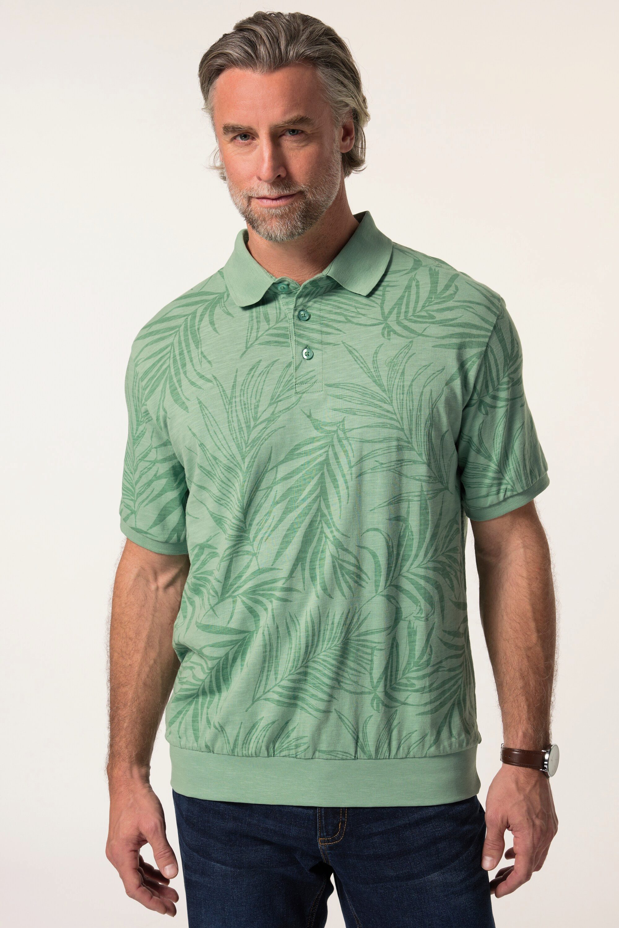 Poloshirt Poloshirt Halbarm Bauchfit Alloverprint