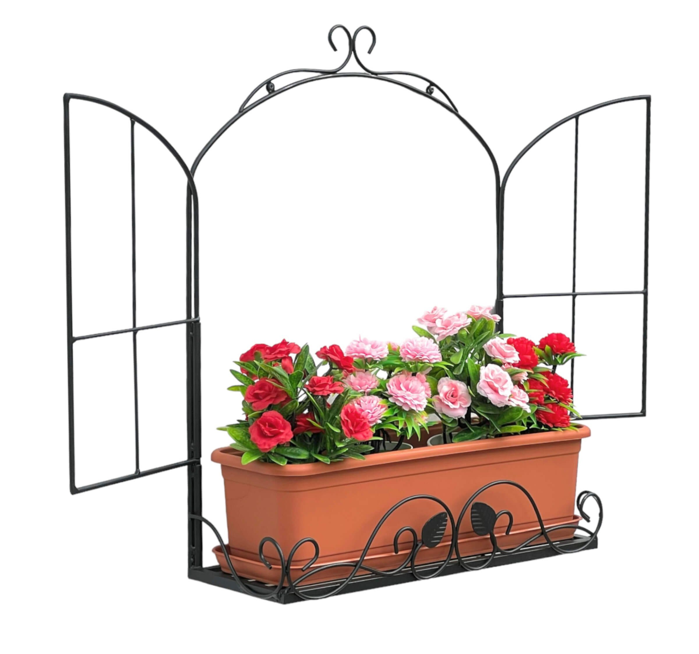 Schwarz Wandblumenhalter Fenster Blumenregal, Metall Wand Blumenständer DanDiBo Blumenkasten Eckig