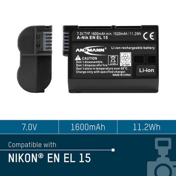 ANSMANN AG Akkupack A-Nik EN EL 15 Ersatz für Kamera Nikon D600, D800… 1400-0043 Kamera-Akku 1600 mAh (7 V)