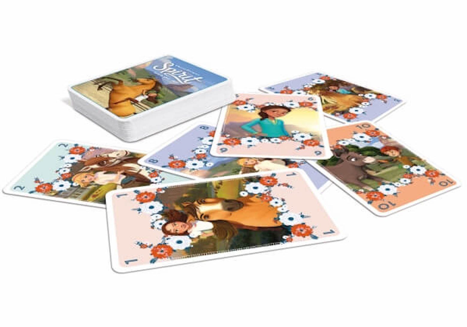DreamWorks Kartenspiel Vier Spirit zusammen, 3in1, Spielebox Freunde-Memo, ASS mogeln Spiel,