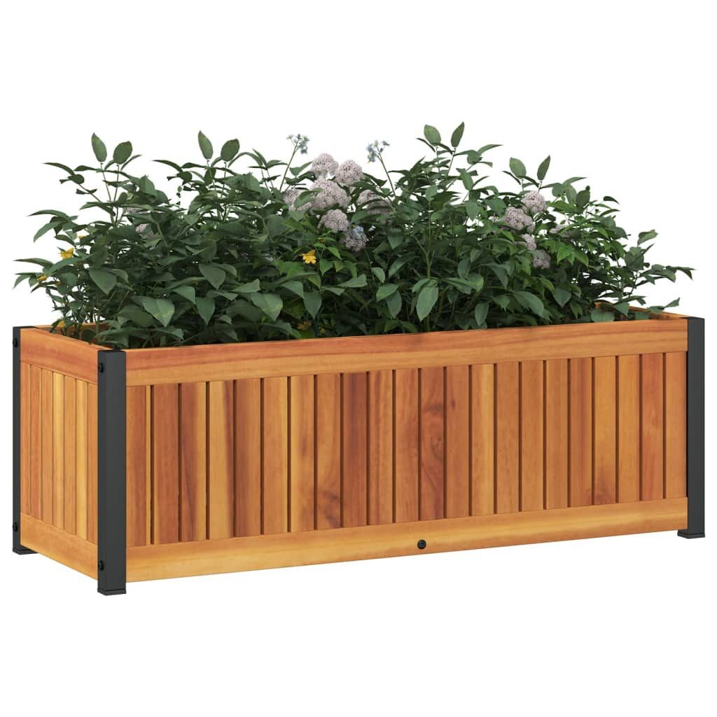 furnicato Hochbeet Pflanzkübel aus Echtholz mit pulverbeschichtetem Stahlrahmen 80x30x27