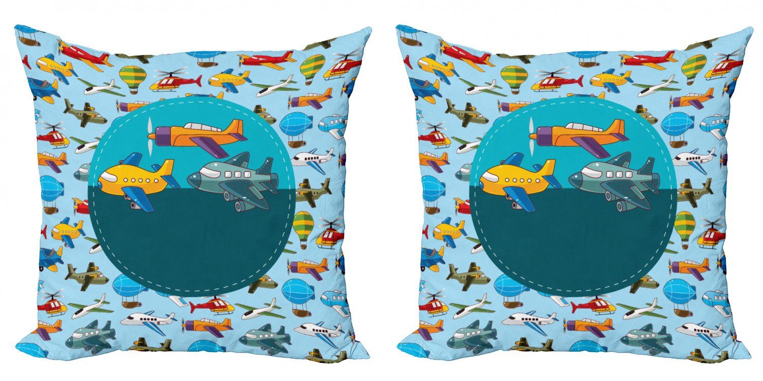 Kissenbezüge Modern Accent Doppelseitiger Digitaldruck, Abakuhaus (2 Stück), Party Cartoon Flugzeuge