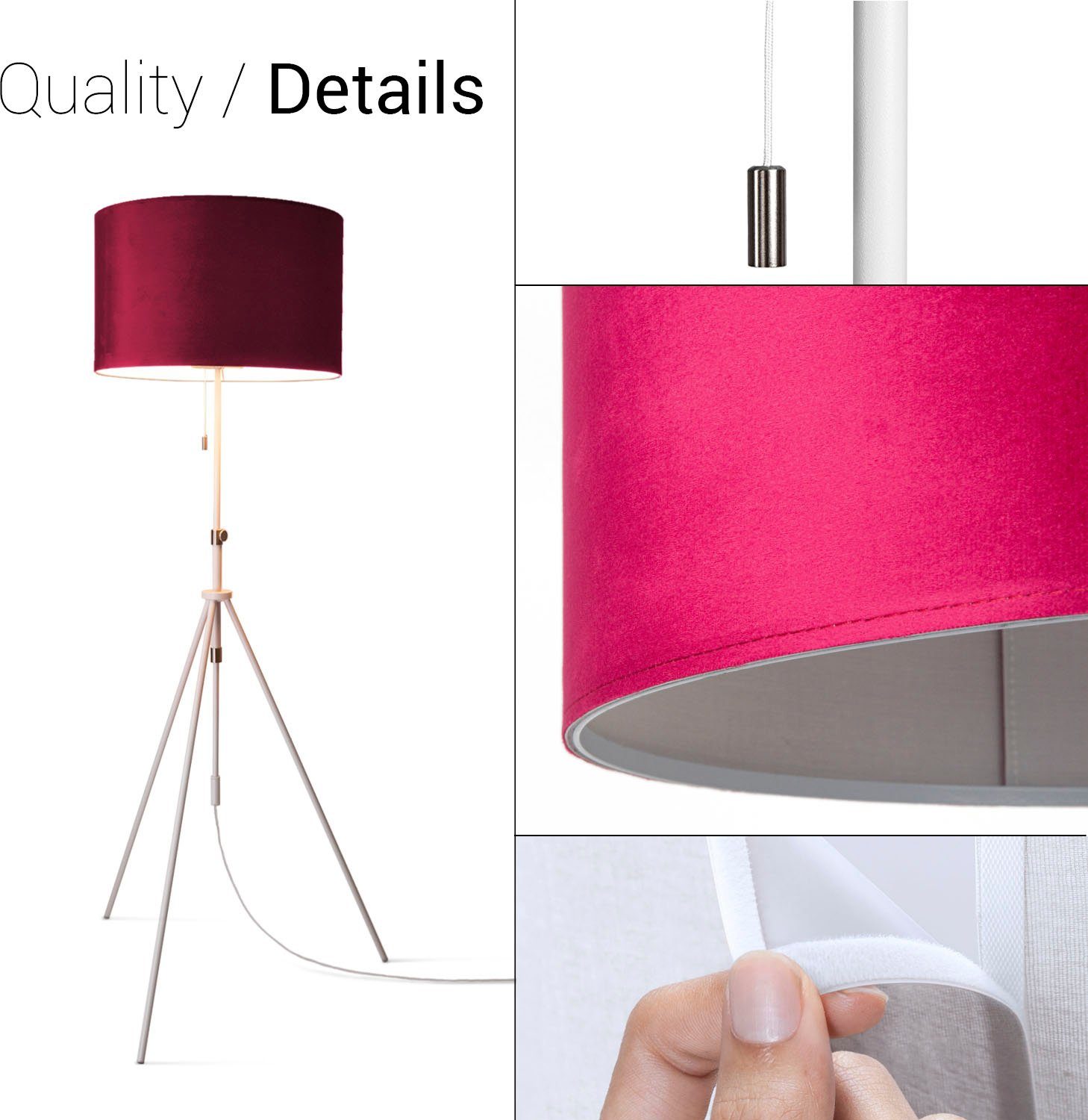 Zugschalter Leuchtmittel, Wohnzimmer ohne Velour 121,5 Höhenverstellbar Stehlampe cm Home uni bis Color, 176,5 Paco Naomi