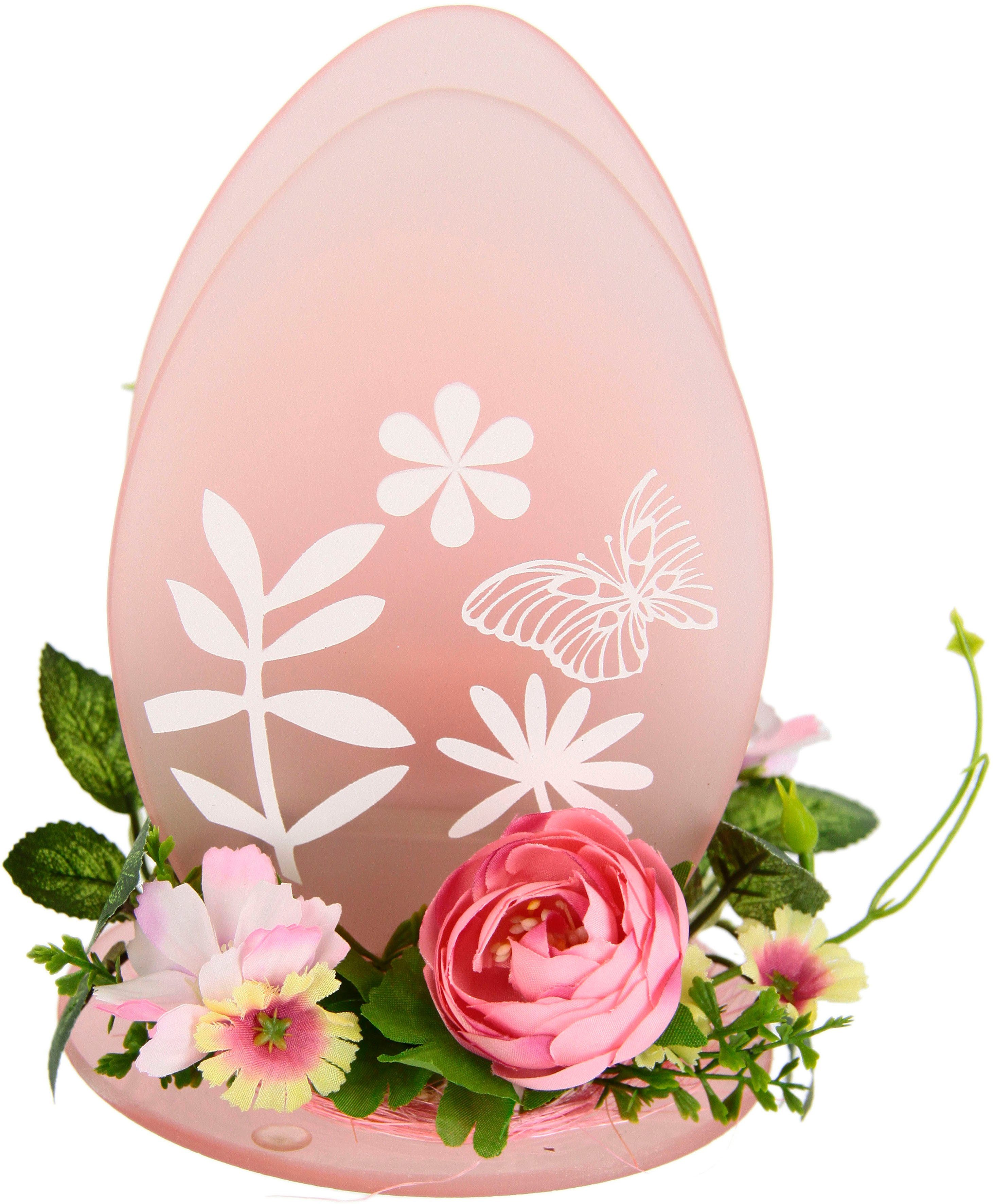 Glas Ei, Frühlingskranz 3D Set I.GE.A. Holz 2er Kerzenleuchter Osterhase Teelichthalter Windlicht