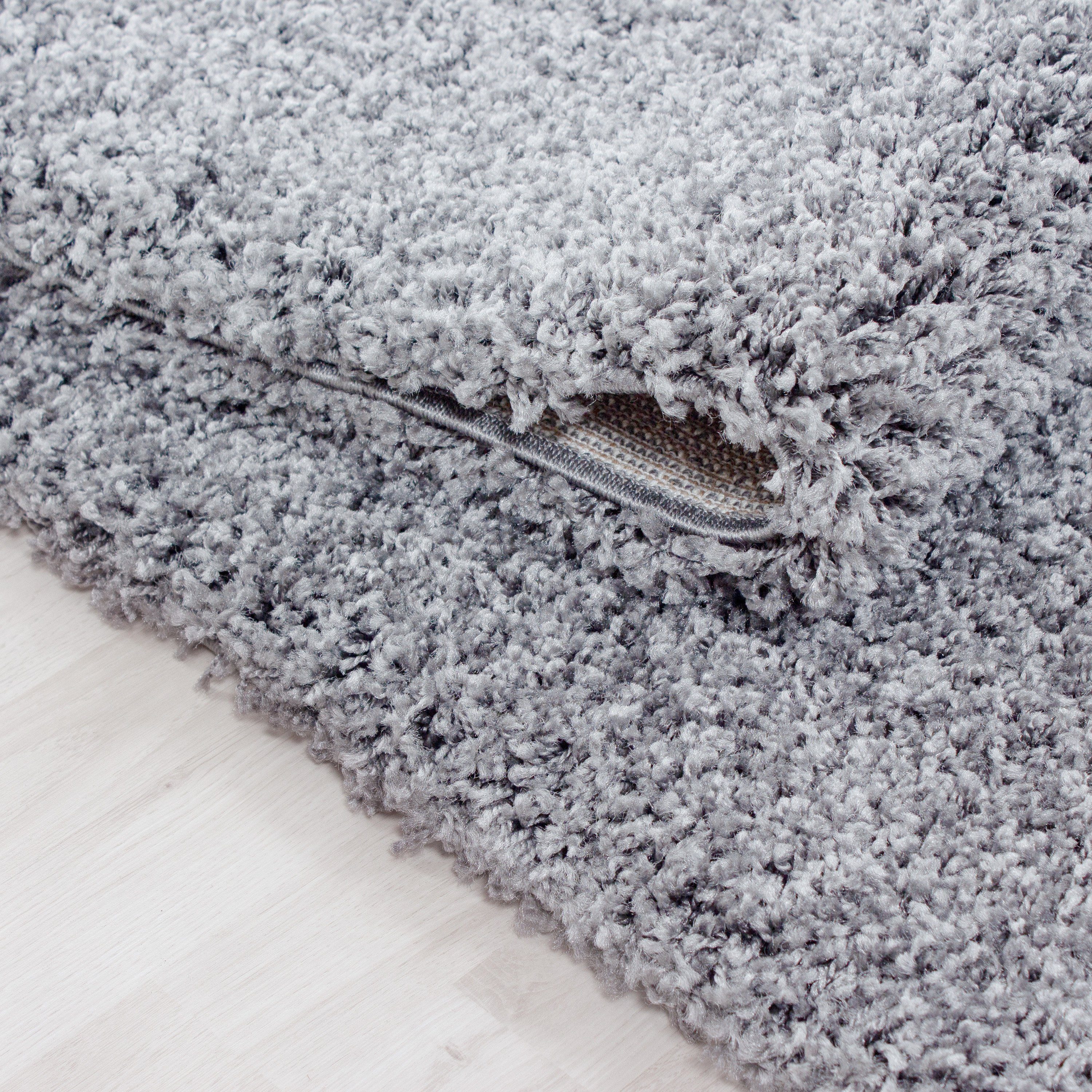 Stilvoll Günstig Hochflor-Teppich einfarbig für Wohnzimmer, Rund, Höhe: 30 mm – Bild 3 von 3