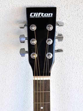 Clifton Westerngitarre Dreadnought Gitarre, Set, Komplettset; mit Stimmgerät,Tasche, Heft und CD