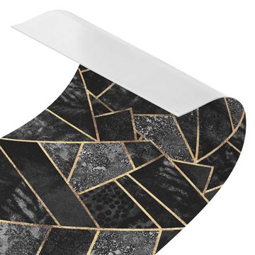 Bilderdepot24 Küchenrückwand schwarz dekor Abstrakt Aquarell Kunst Muster Graue Dreiecke Gold II, (1-tlg., Nischenrückwand - für Fliesenspiegel ohne Bohren - matt), Spritzschutz Rückwand Küche Herd - Folie selbstklebend versch. Größen