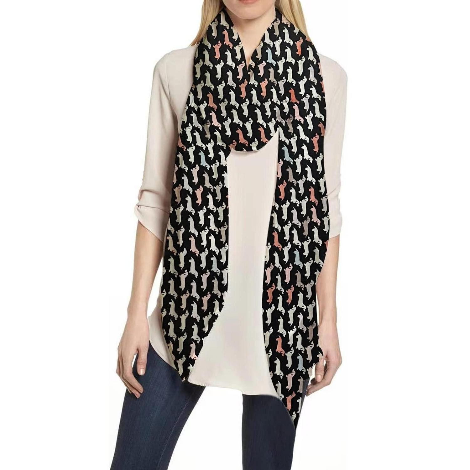 LuxusKollektion Modeschal Damen Schal Dackelmotiv Mehrfarbig, (1-St)