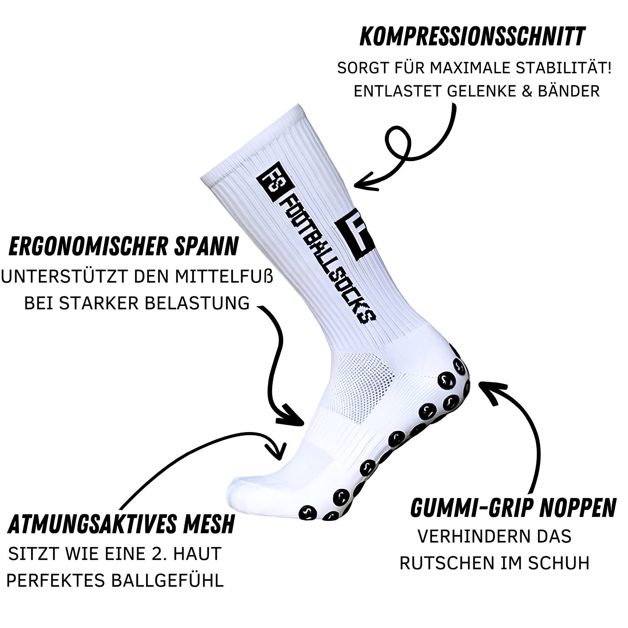 Athlix Sportsocken 5 Paar Fußball Socken, Sportsocken 34-46 Anti Rutsch Gri günstig online kaufen