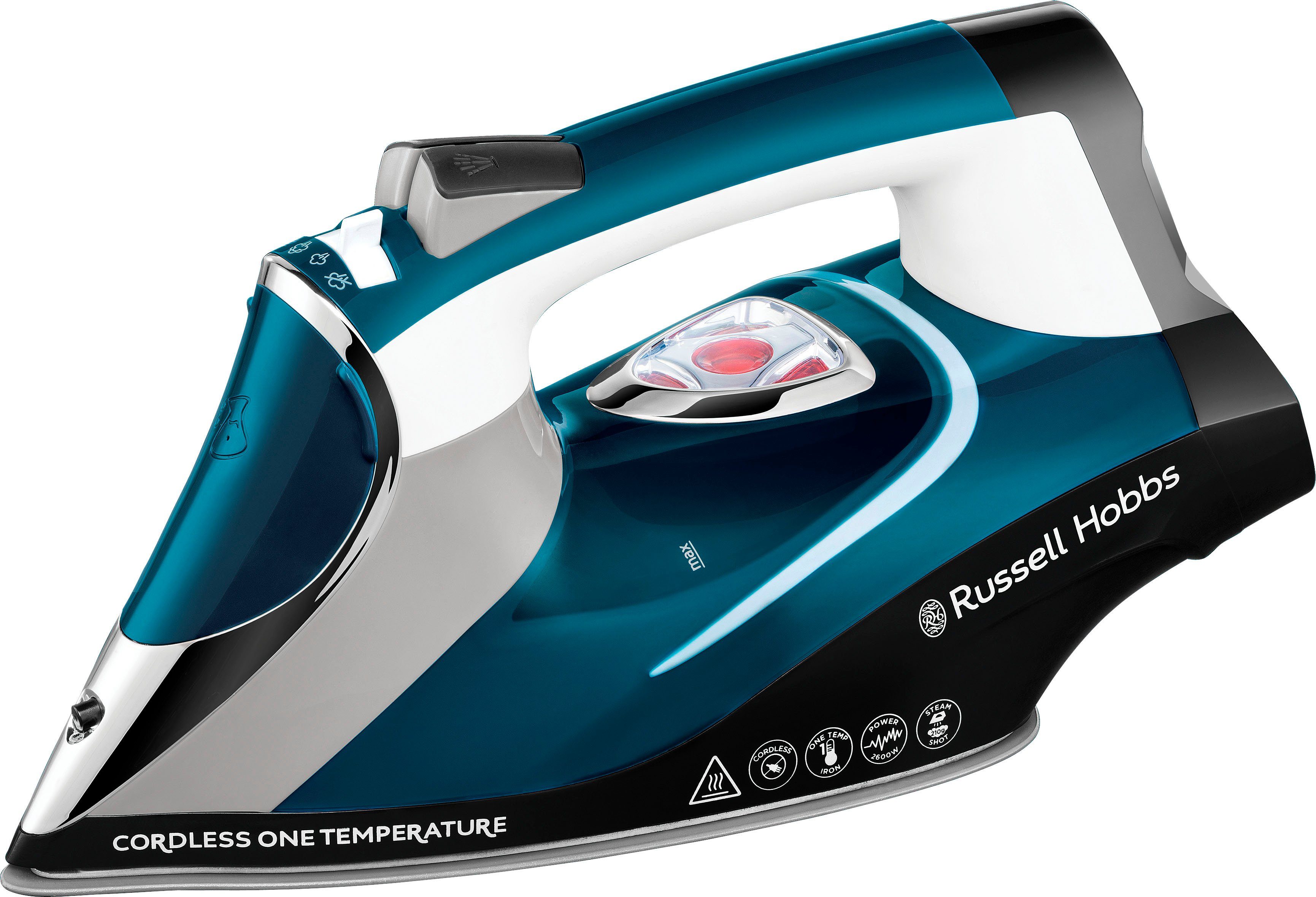 RUSSELL HOBBS Dampfbügeleisen Cordless One Temperature 26020-56, 2600 W,  Kabelloses Dampfbügeleisen – für bequemes Bügeln, 350 ml Wassertank | Dampfbügeleisen