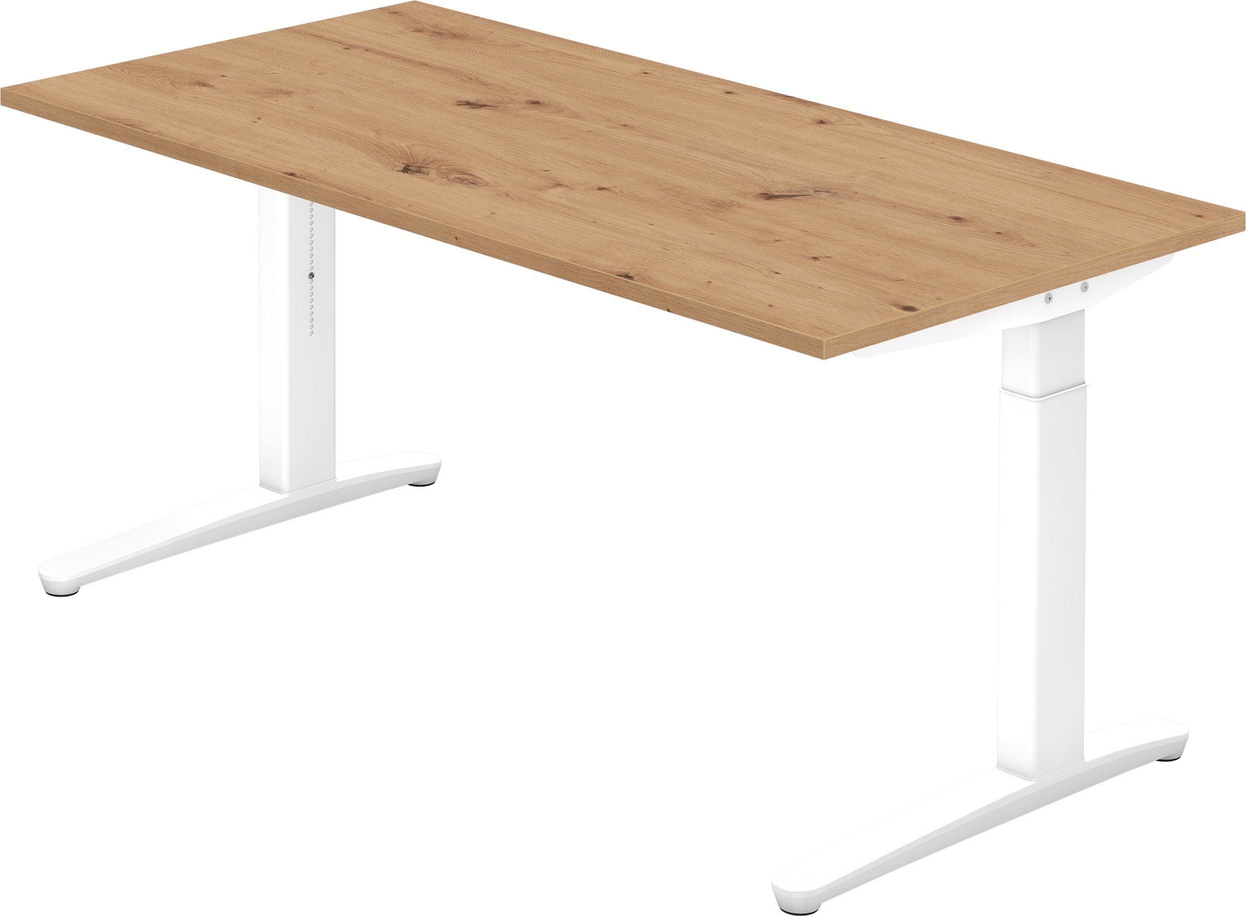 bümö Schreibtisch Schreibtisch Serie-XB, Rechteck: 160 x 80 cm - Dekor: Asteiche - Gestell: Weiß