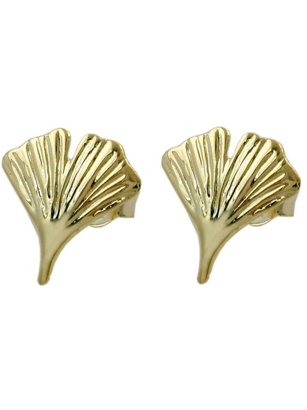 Gallay Paar Ohrstecker Ohrring 12mm Ginkgoblatt glänzend 9Kt GOLD (1-tlg)