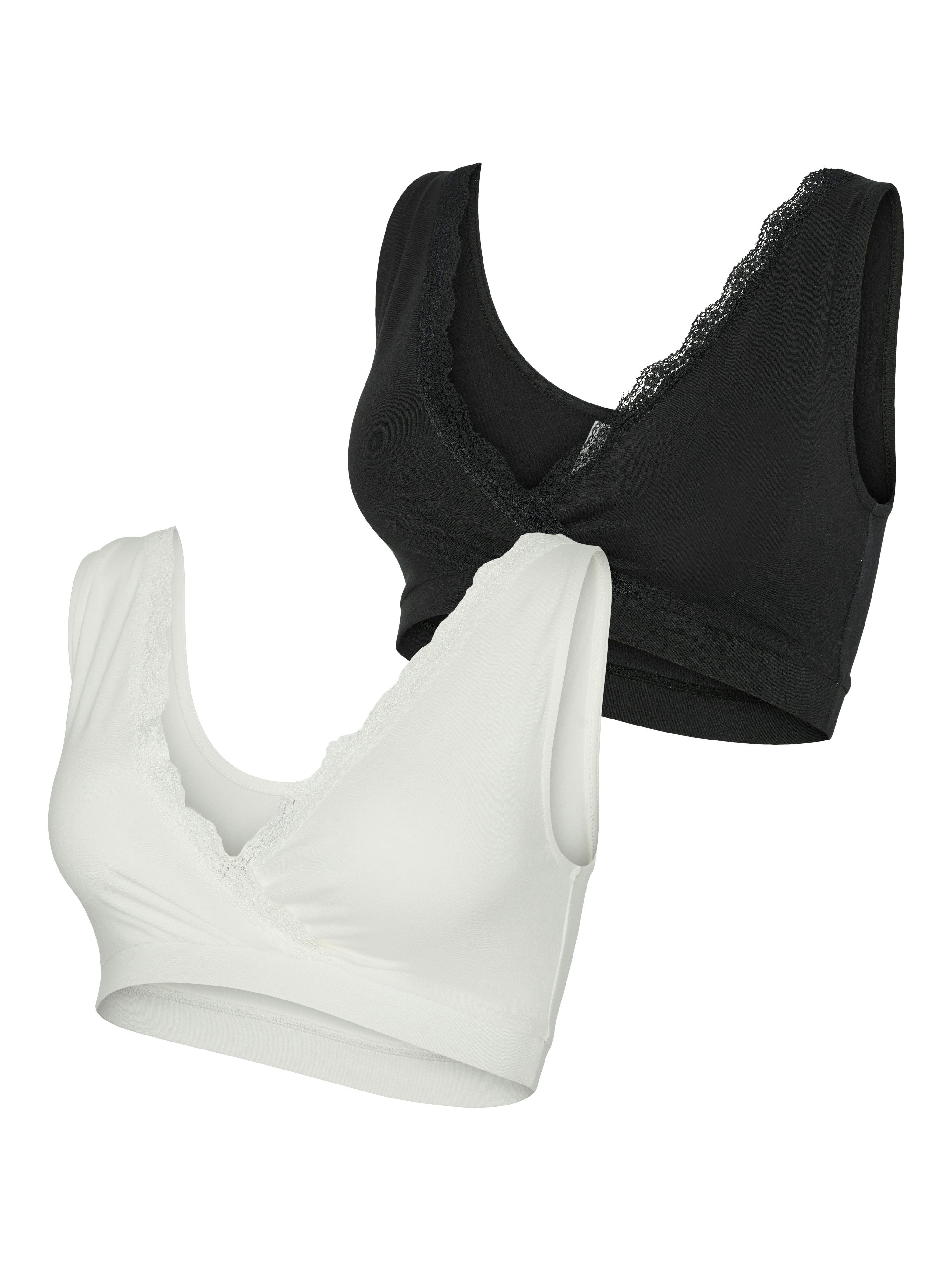 Mamalicious Bustier MLHELENA CROSSY LACE BRA 2F 2-P NOOS (Packung, 2-tlg) aus Baumwollmischung mit Jersey, in elastischer Qualität