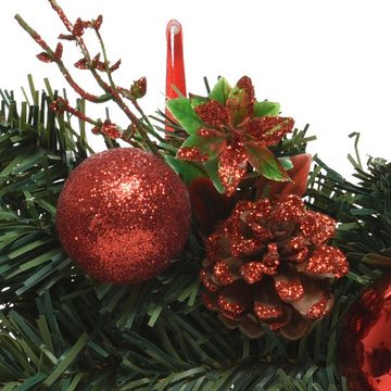 Decoris season decorations Dekokranz, Türkranz künstlich mit Weihnachtskugeln 30cm grün / rot
