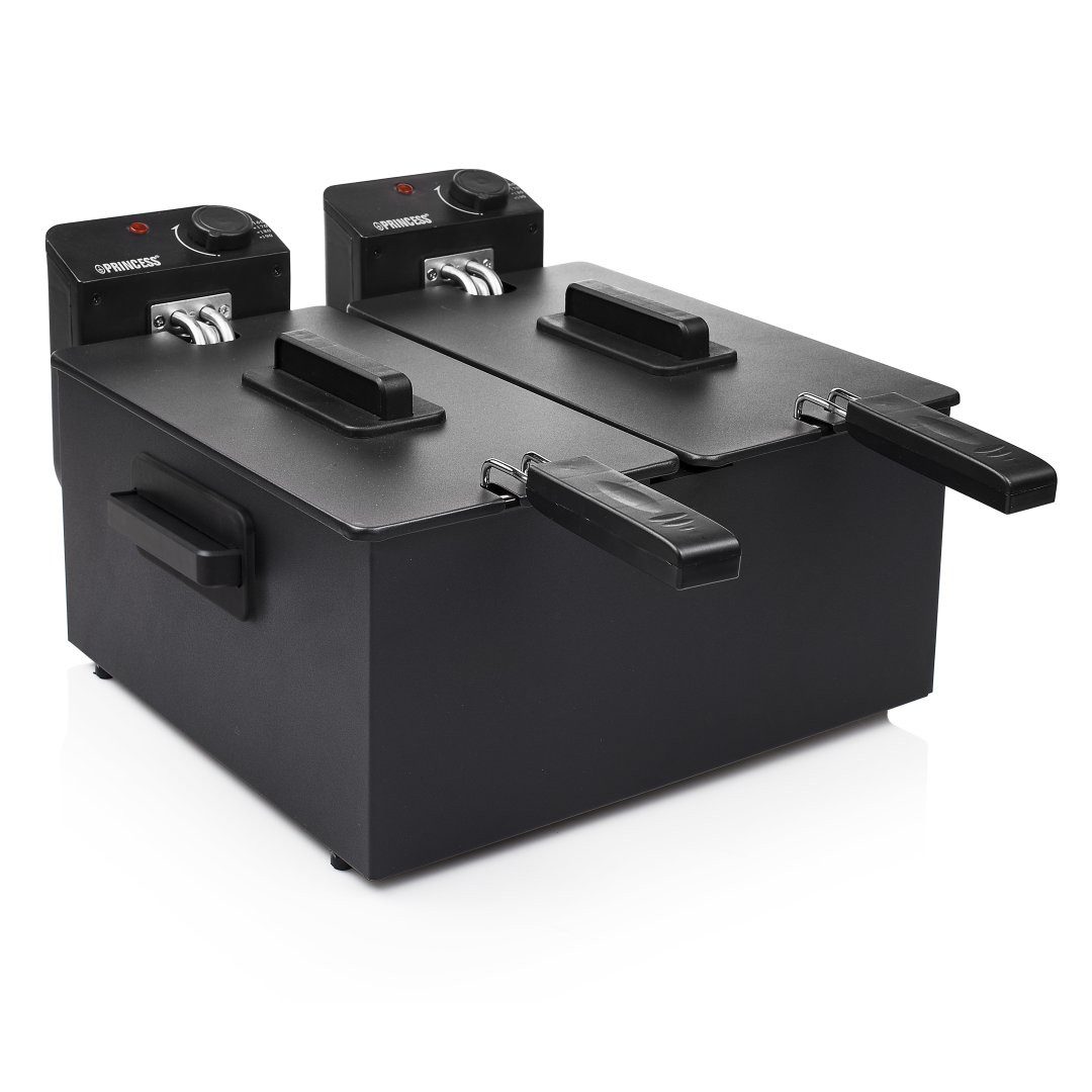 PRINCESS Fritteuse 01.183028.01.001, 3600 W, 2x 3 L mit Cool Zone – Edelstahl, 190°C